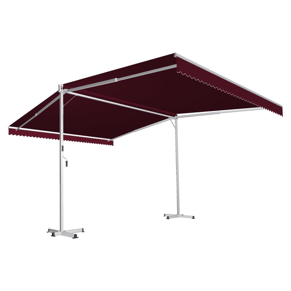 Awntech RICH10-L-B Richmond 120-in Wide x 192-in Projection x 105-in Height Fabric Burgundy Solid Manual Retractable Patio Awning