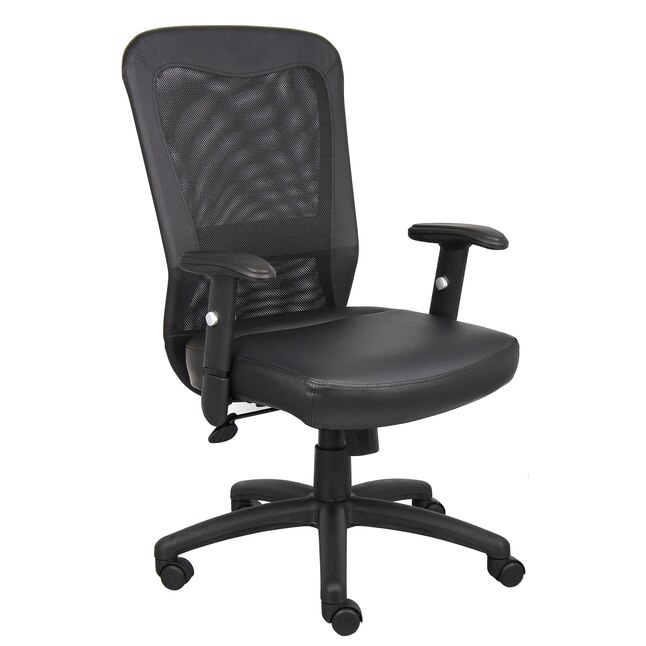 Boss Office Products Black Contemporary Ergonomic Adjustable Height Swivel  Mesh Task Chair in the Office Chairs department at Lowes.com