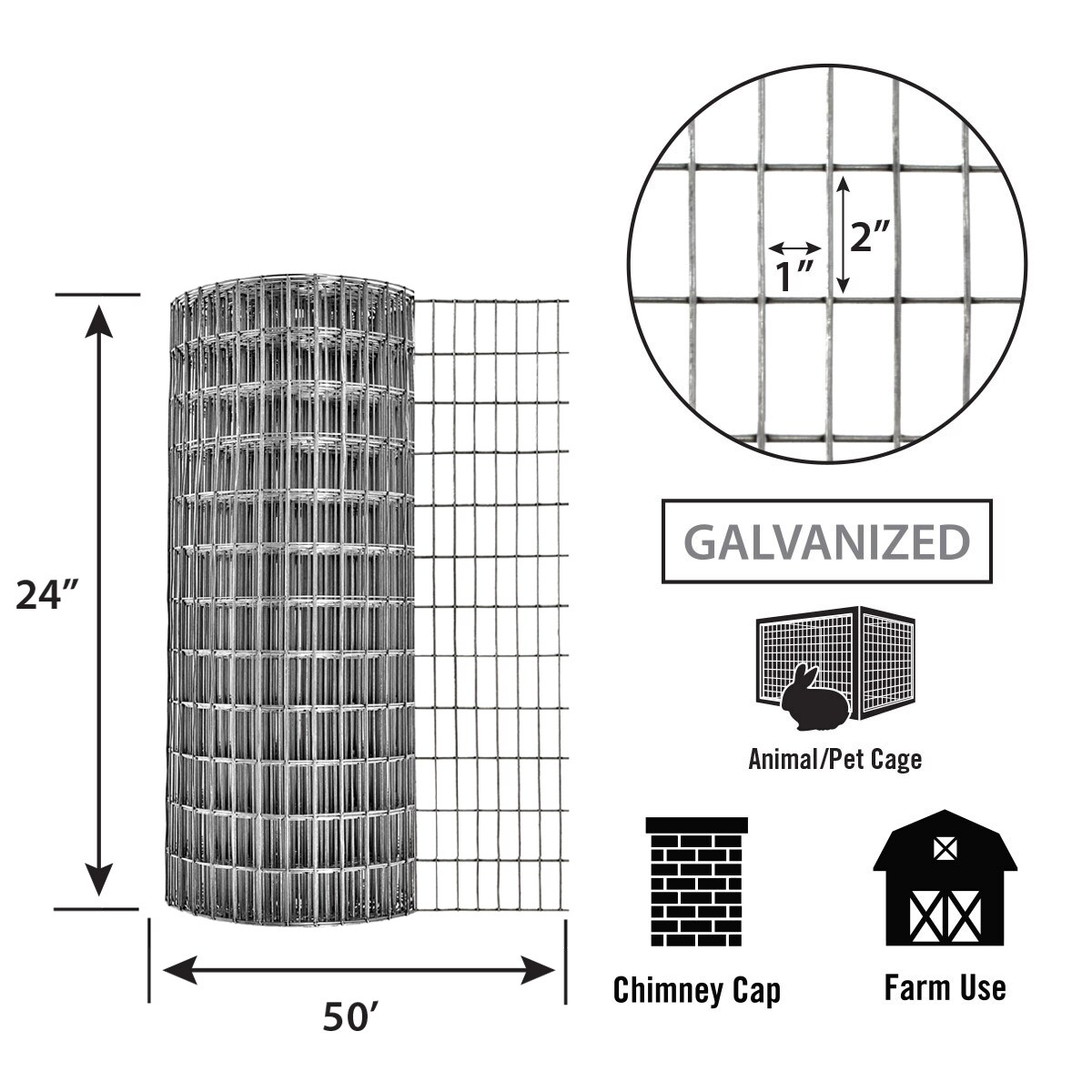 GARDEN CRAFT 50-ft x 2-ft Gray Galvanized Steel Welded Wire Rolled ...