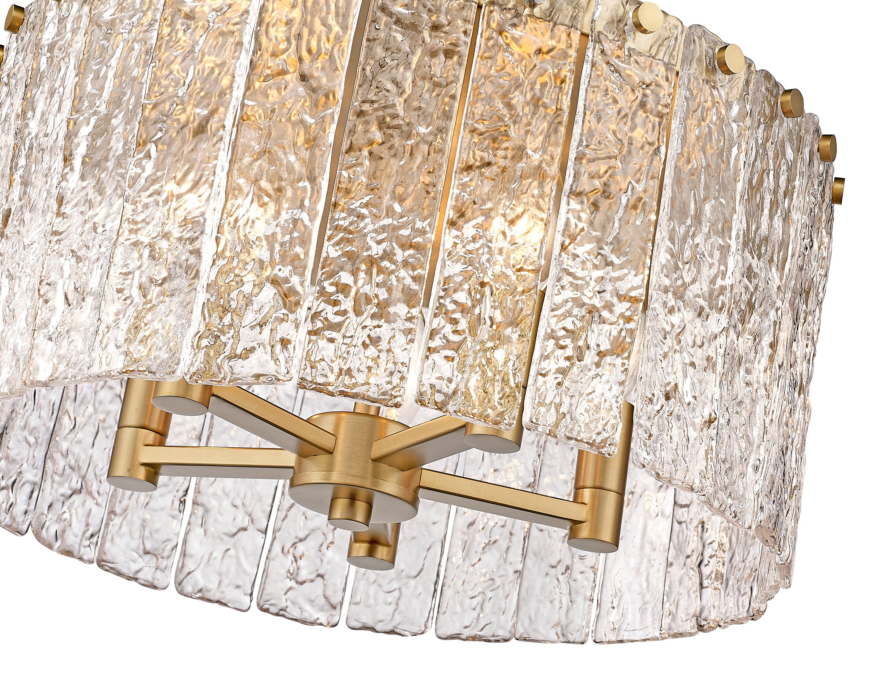 Modern Gold and Glass Textured Flush Mount Ceiling Light
