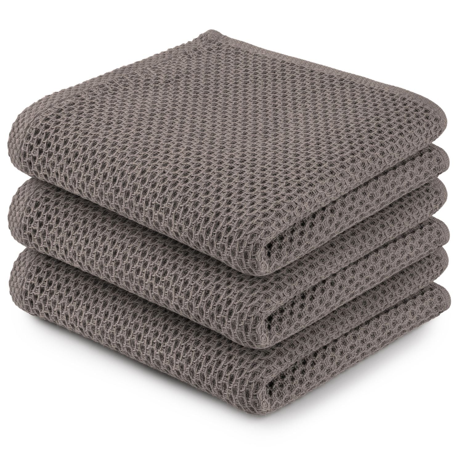 Zulay Kitchen Kitchen Towels 3 Pack Cotton Waffle Weave 13 x 28 Inch Super Absorbent Reusable Dish Towels for Kitchen Cleaning and Household Use