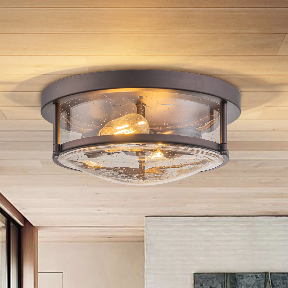 Zicbol 2 -Light 11.8-in Bronze Flush Mount Light