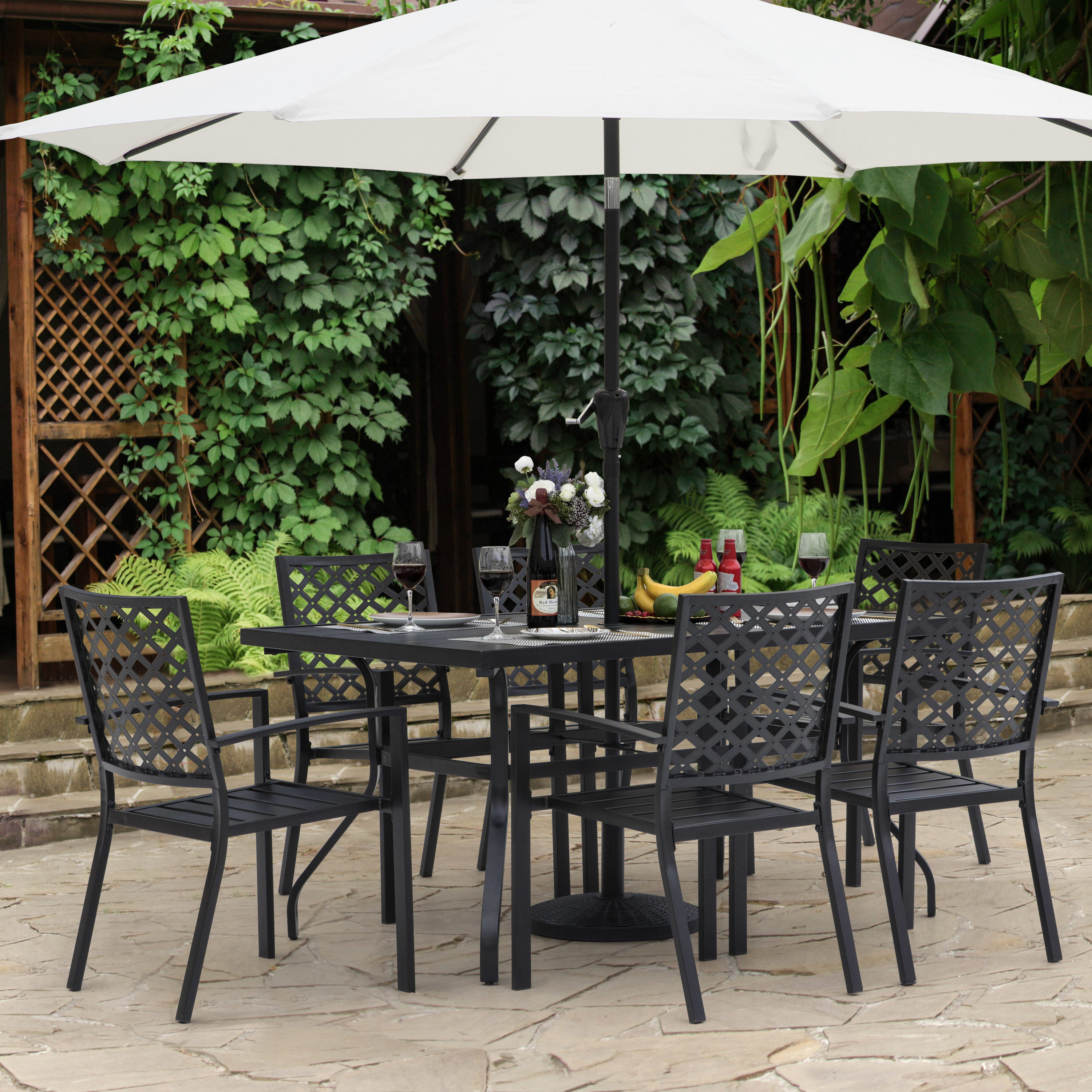 Nuu Garden No Collection 7-Piece Black Patio Dining Set in the Patio ...