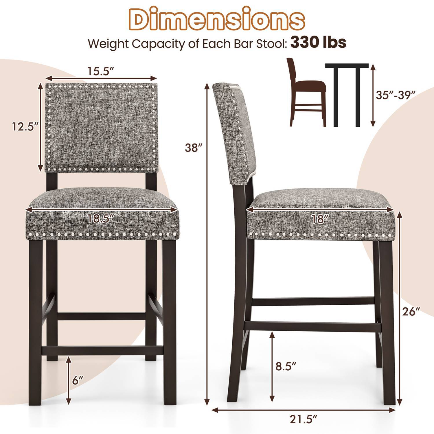 Costway CSHY003611 stools - View #3