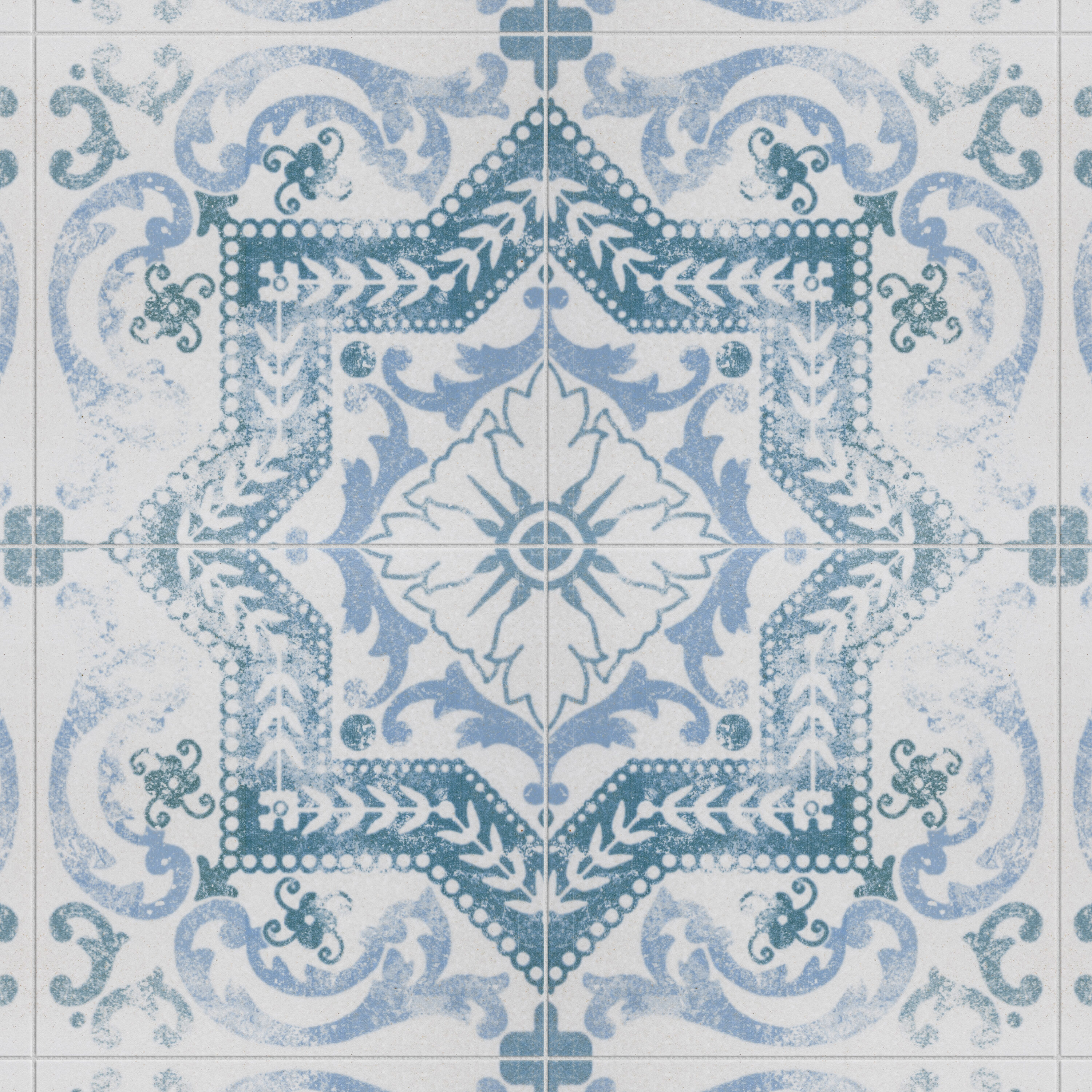 Affinity Tile FGAKALRO Klinker Alcazar Roseton 13-in x 13-in Satin Ceramic Patterned Standard Floor and Wall Tile ( 4.64-sq ft Carton