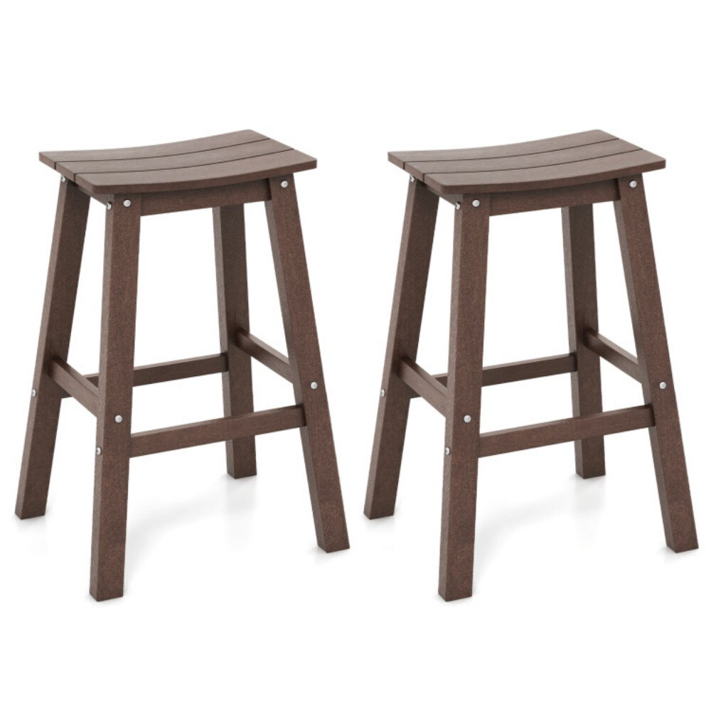 Fenbeli Set of 2 29-in HDPE Patio Bar Stools with Saddle Seats Stainless Steel Hardware and Weatherproof Build