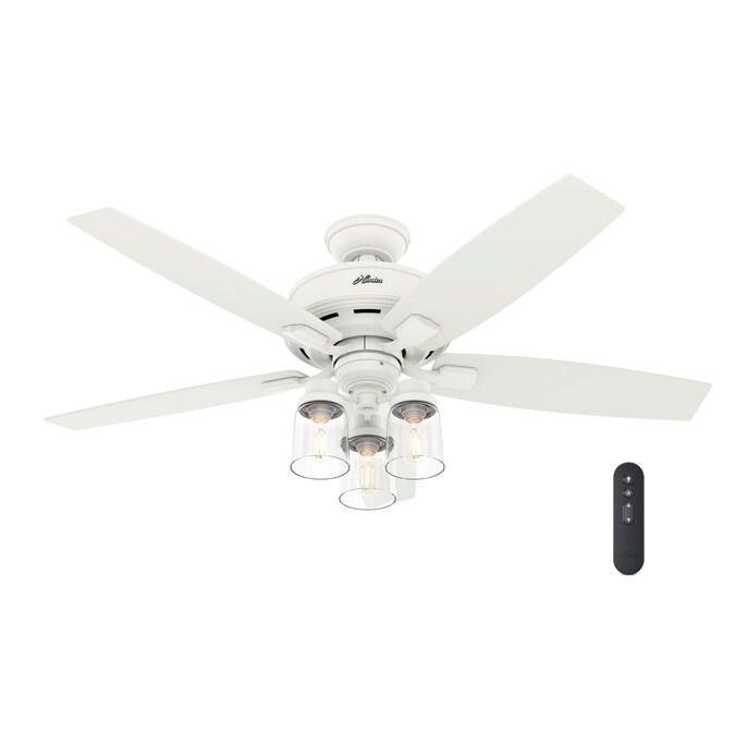 Hunter Bennett 52 In Matte White Led Indoor Downrod Or Flush Mount Ceiling Fan With Light Remote 5 Blade The Fans Department At Com - Can You Add A Remote To Hunter Ceiling Fan