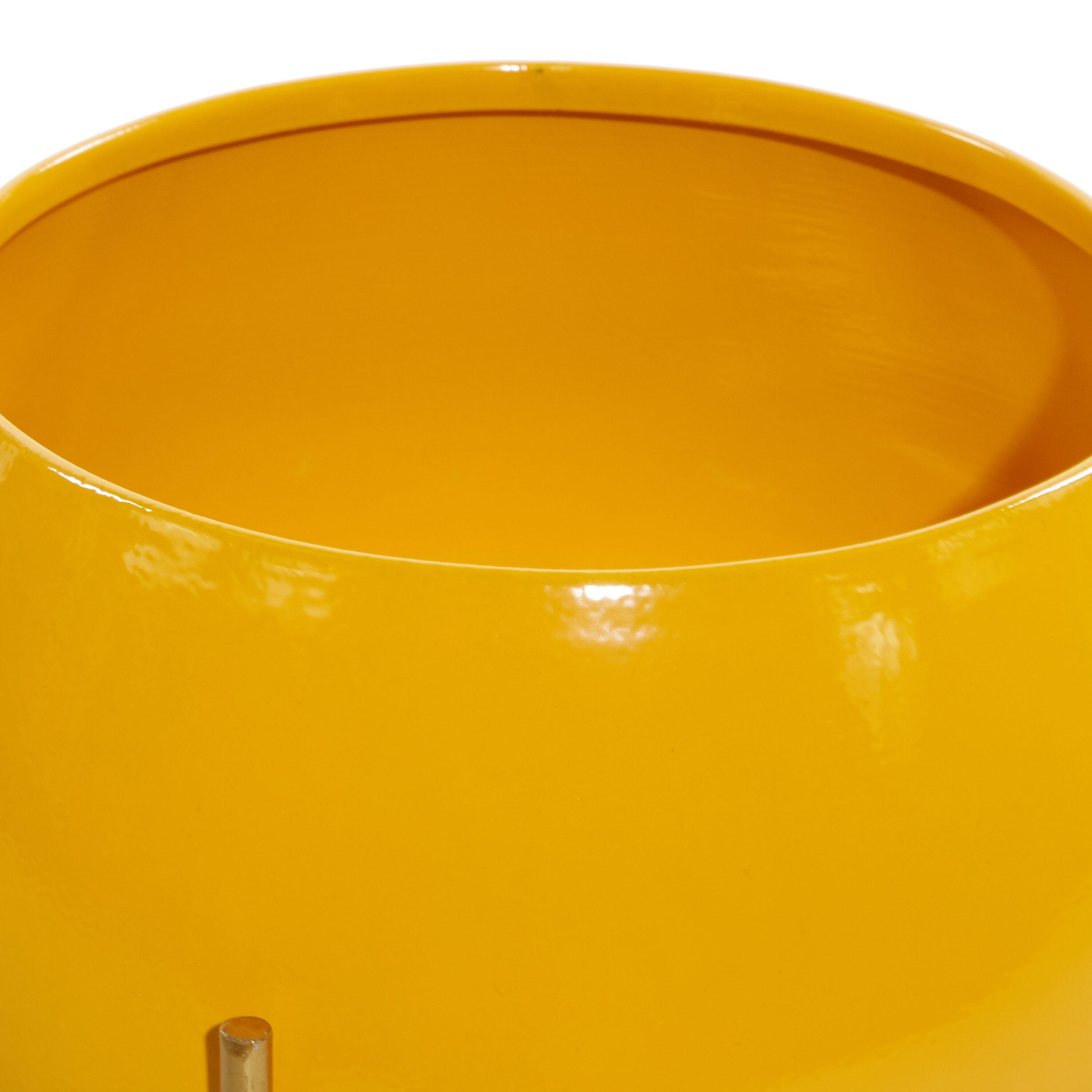 Set of 2 Yellow Metal Planters with Stands