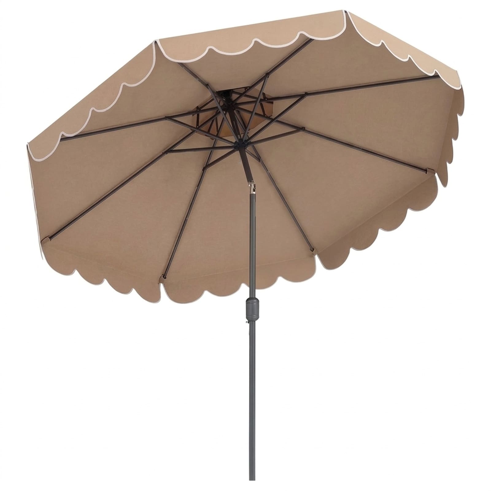 SUGIFT - 10-ft Patio Market Umbrella with Push Button Tilt and Crank Lift 8 Heavy-Duty Metal Ribs...