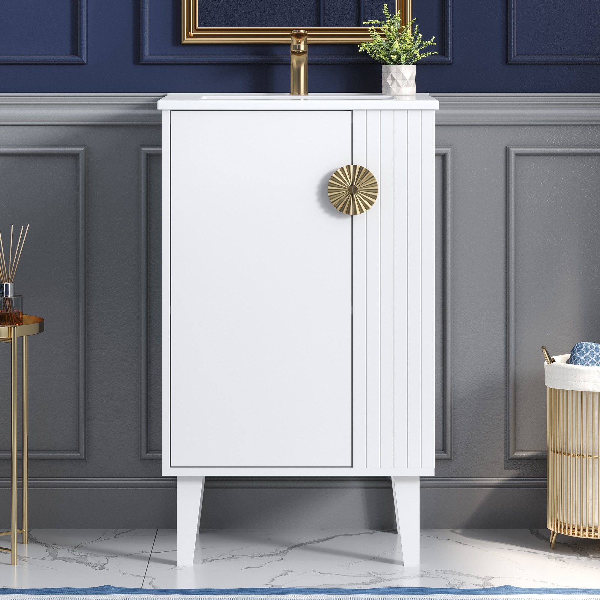 Dexmalle 20-in White Freestanding Single Sink Bathroom Vanity with ...