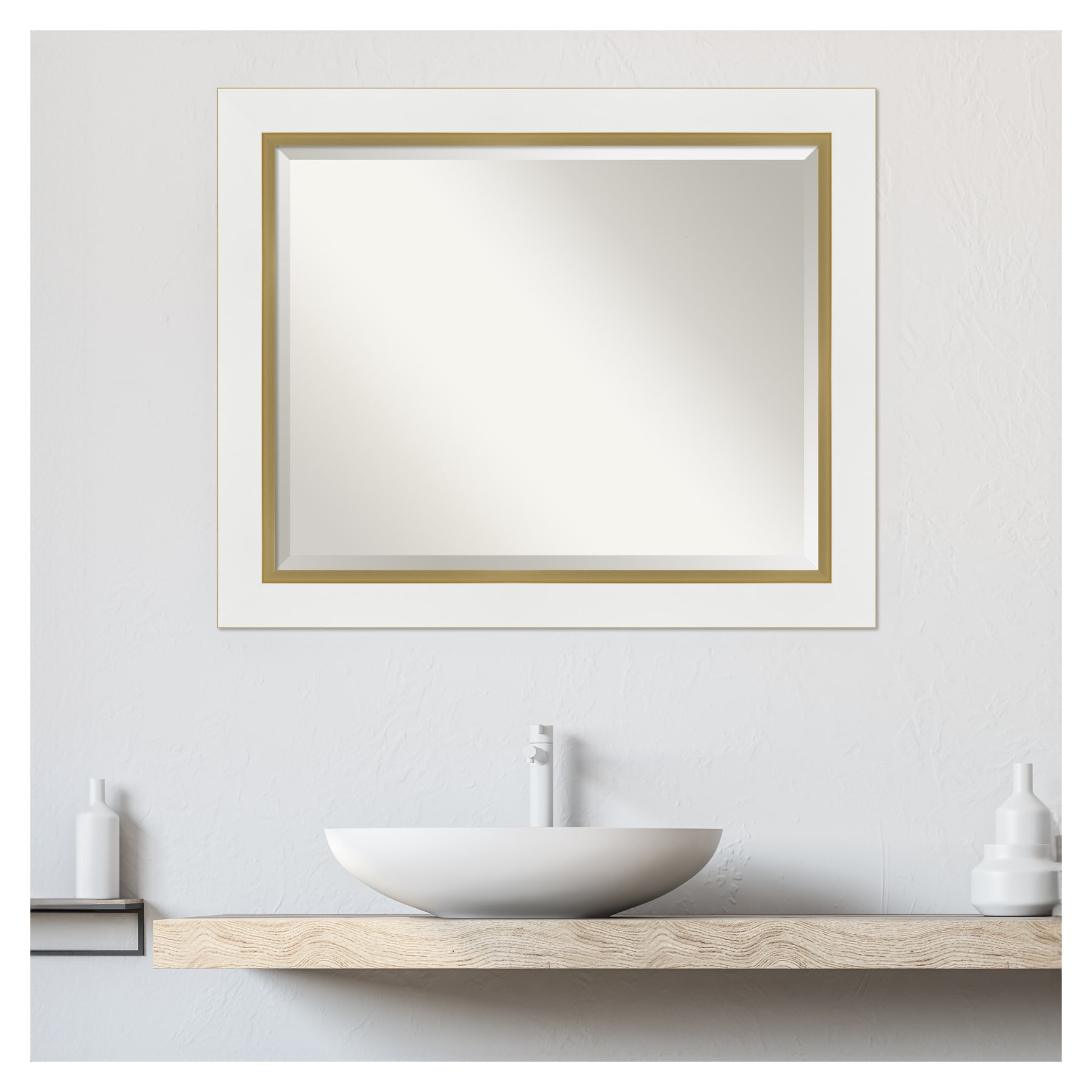 Eva White Gold Rectangular Wall Mirror with Polystyrene Frame