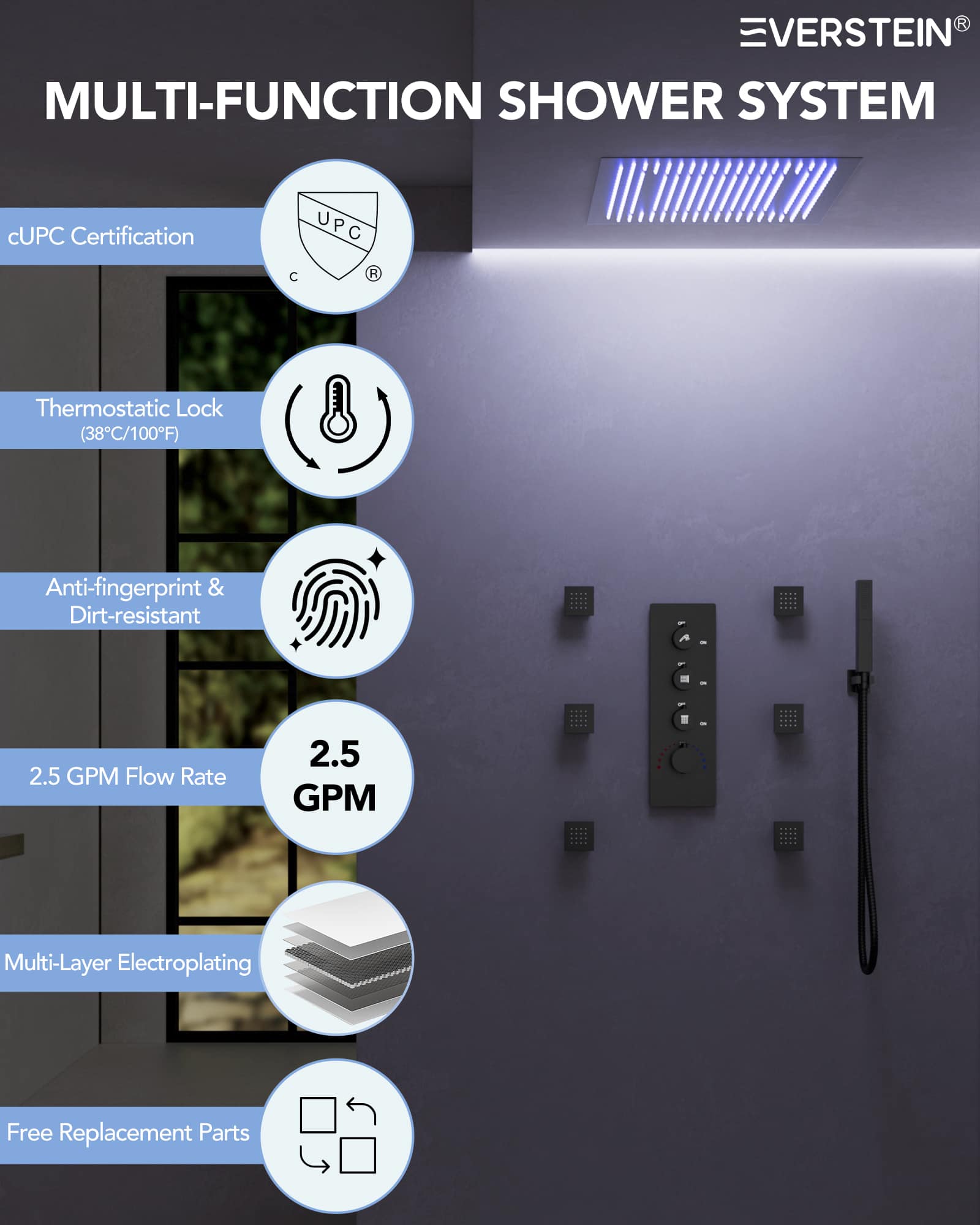 EVERSTEIN SFS-1028-BK20 Tub-Shower-Faucets - View #2