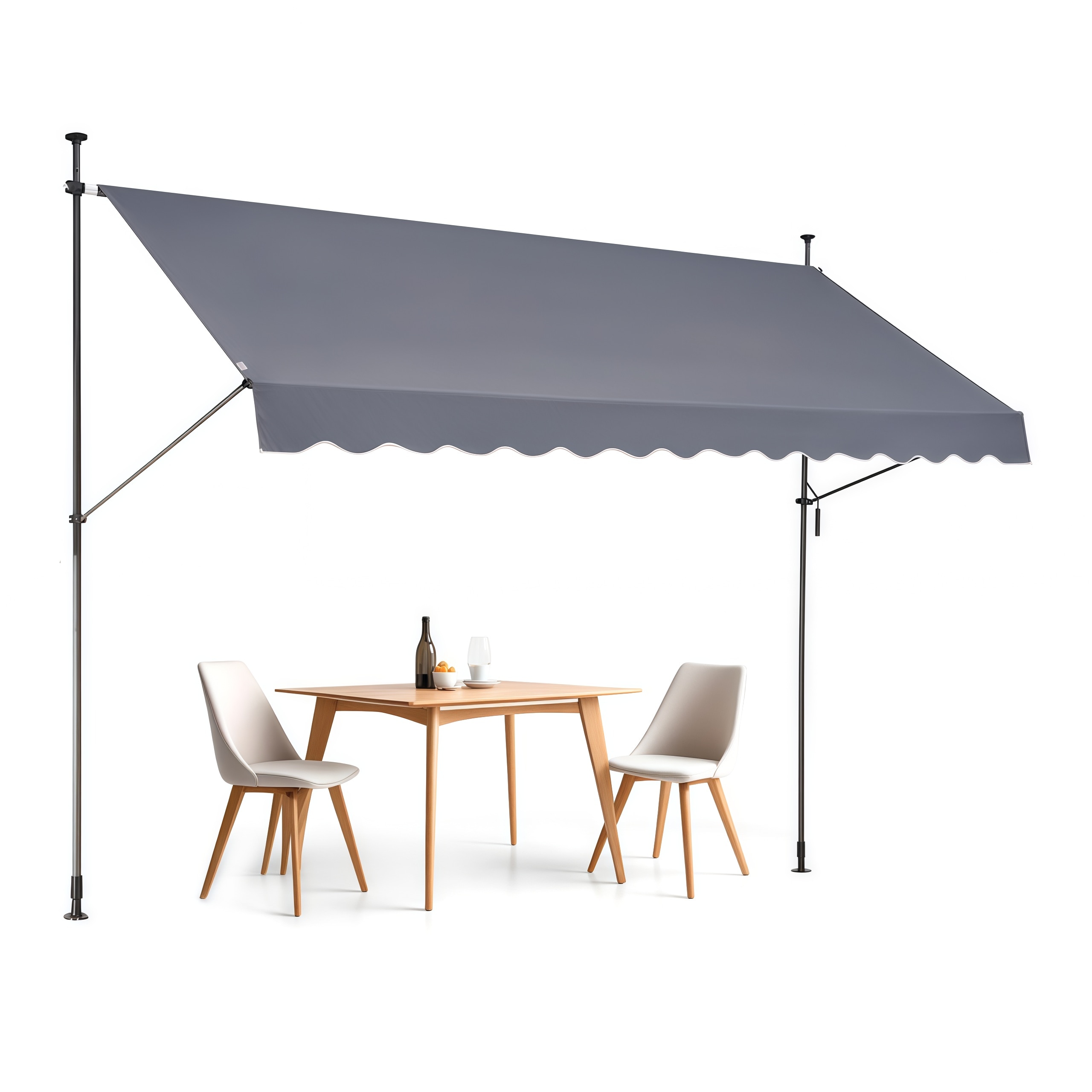 Numhew 138in W 47in H Adjustable Height Dark Gray Retractable Patio Awning