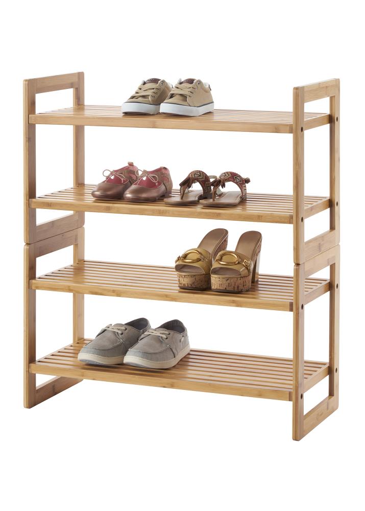 2 3 or 4 Tier Brown Wooden Criss Cross Shelf Storage Shoe Rack Stand 