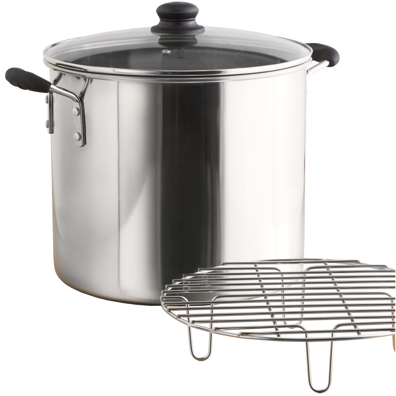 IMUSA IMUSA Stock Pot with Glass Lid and Soft Touch Handle 12 Quart - IMUSA