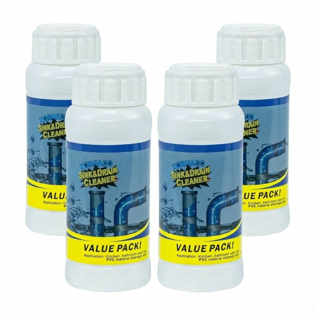 Phyfalip  Powerful Sink Cleaner Powder Fast Foaming Drain Opener for Kitchen Bathroom Toilet Pipes Quick Cleaning Tool 4 pcs Bottle 3 9 oz Each