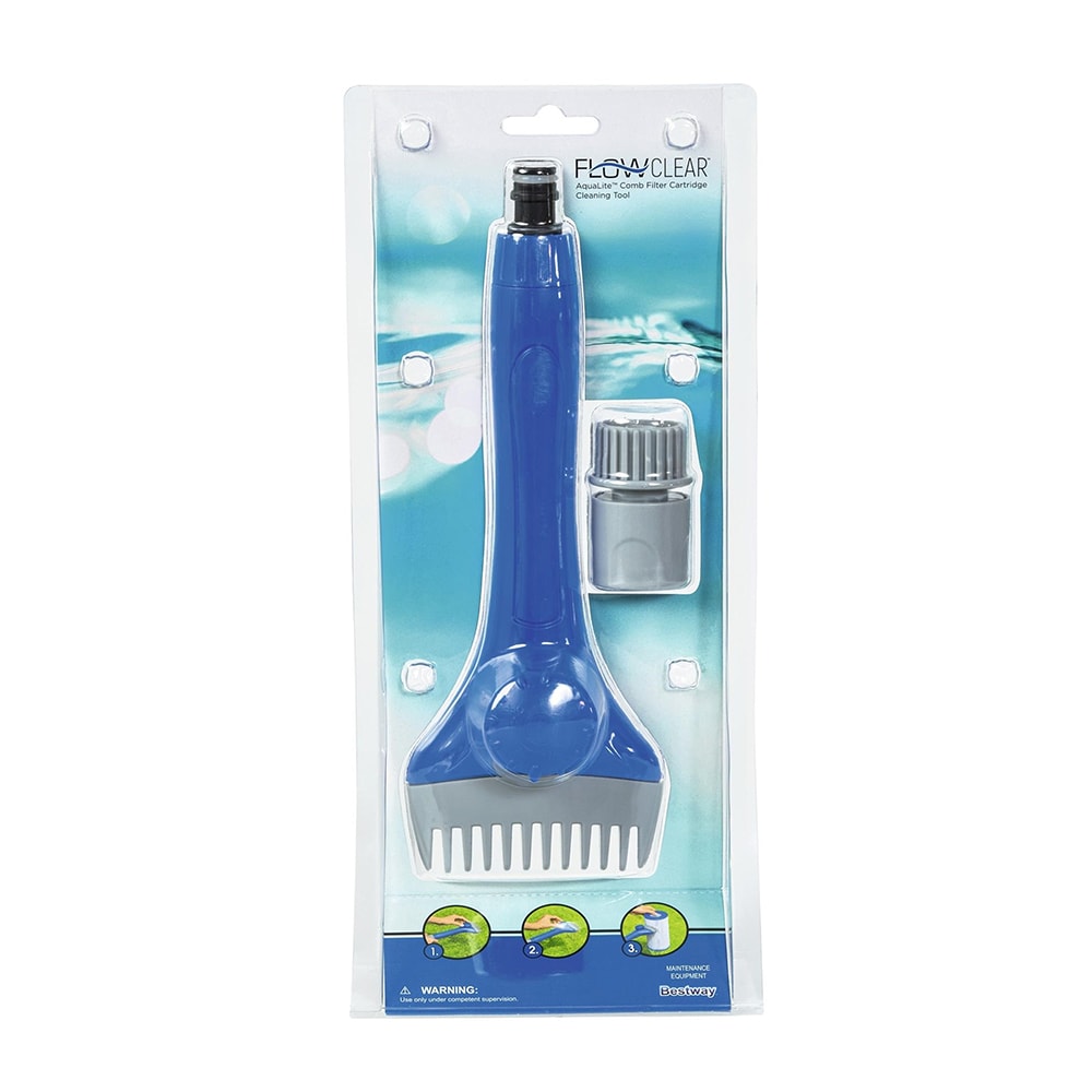 Bestway Flowclear Aqualite Pool Filter Cartridge Cleaning Tool Hose  Attachment With Removable Comb Style Head And Water Flow Control Knob :  Target