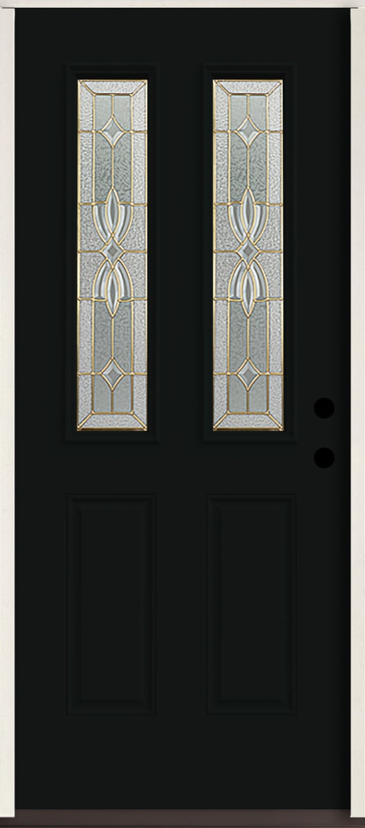 RELIABILT LO964248 Laurel 36-in x 80-in x 4-5/8-in Fiberglass Twin lite Left-hand inswing Peppercorn Paint Painted Prehung Front Door Insulating core
