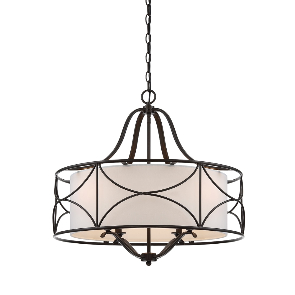 Oil Rubbed Bronze Drum Chandelier with Fabric Shade
