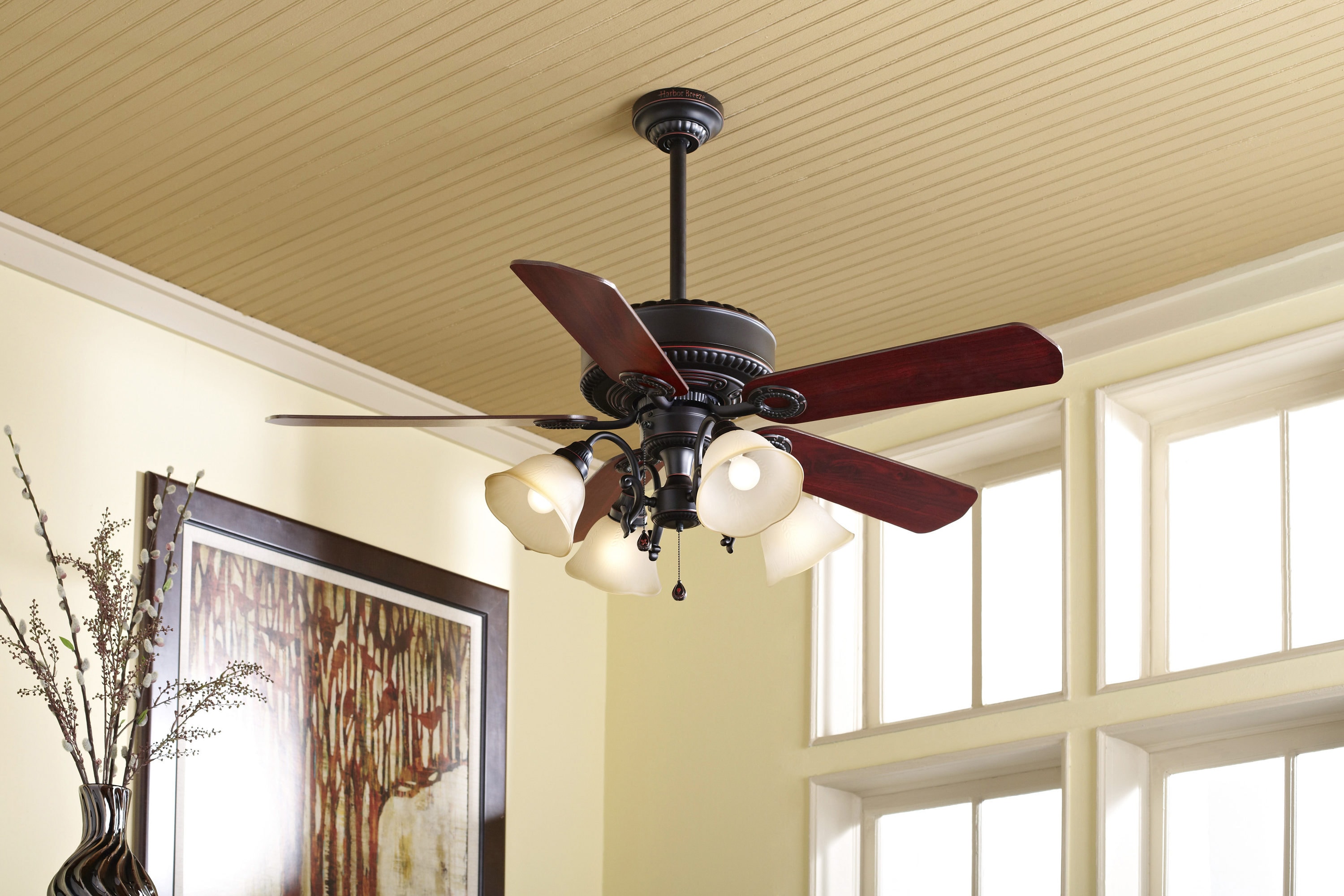 Harbor Breeze Edenton 52-in Aged Bronze Indoor Ceiling Fan with Light ...