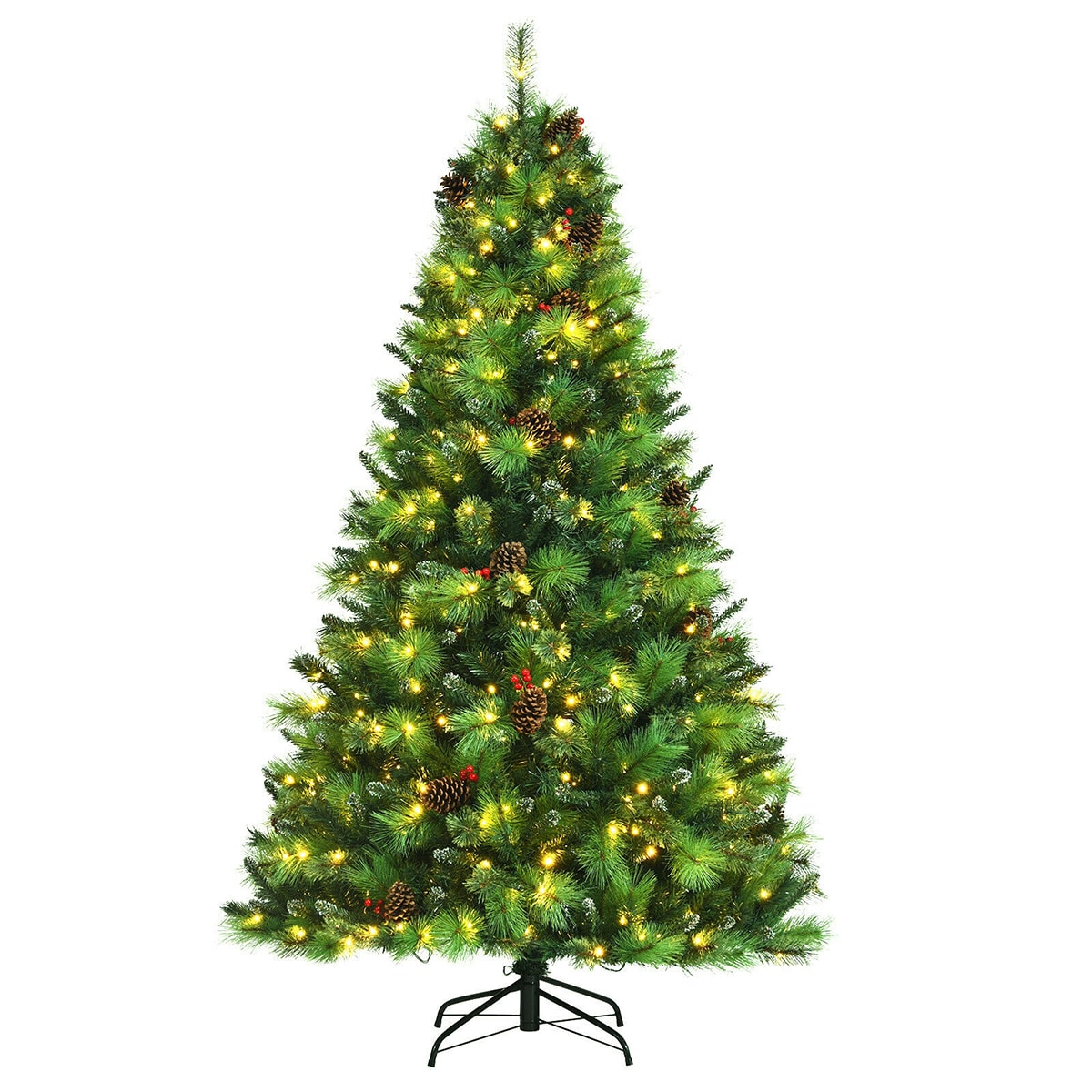 WELLFOR CM-HFY-23529US 7-ft Pre-lit Artificial Christmas Tree with LED Lights