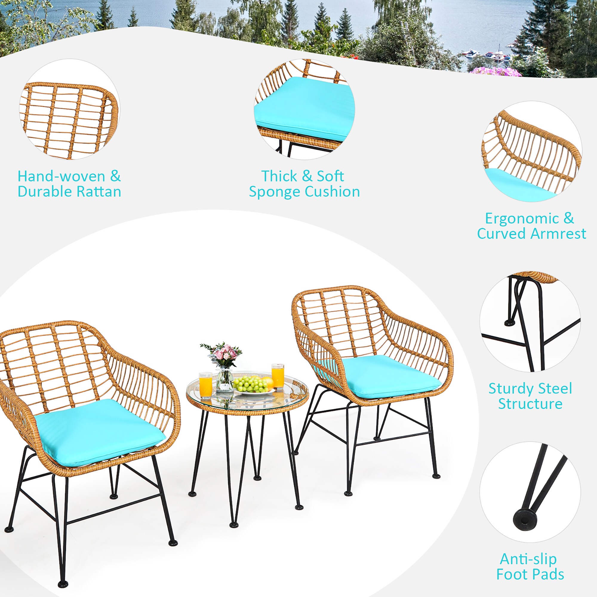 Costway JLRP00060 Patio-Dining-Sets - View #3