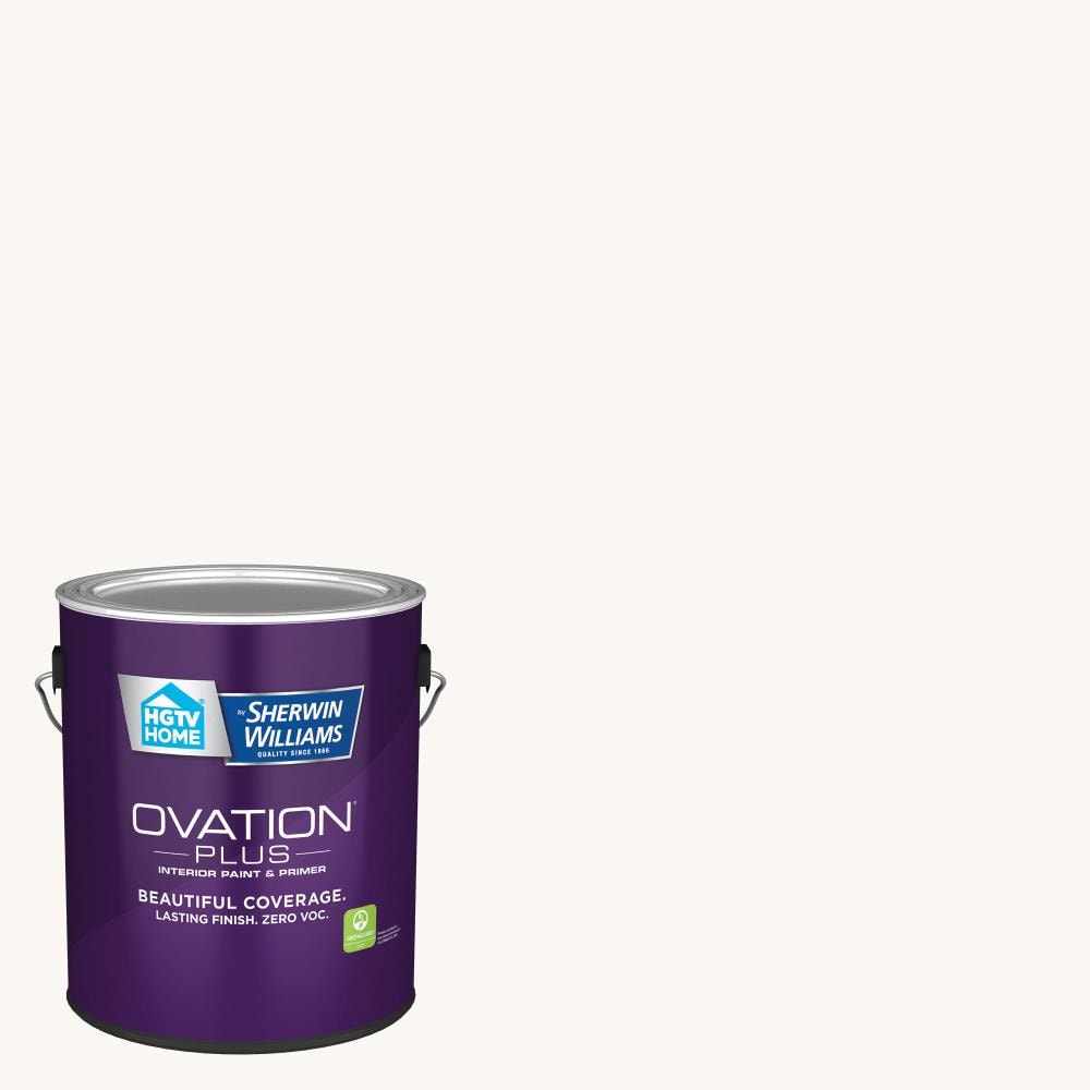HGTV HOME by Sherwin-Williams HGSW4001-2557213 Ovation Plus Flat Fundamental White HGSW4001 Latex Interior Paint Paint + Primer ( 1-gallon )