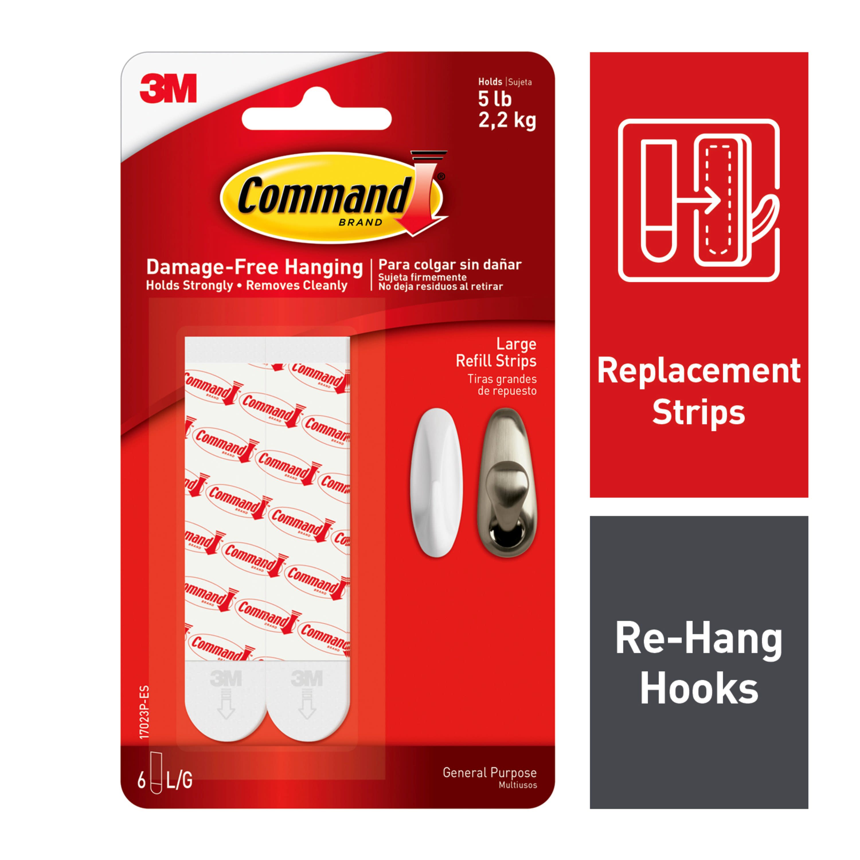 Command Large 6-Pack White Adhesive Refill Hook Strips (5-lb