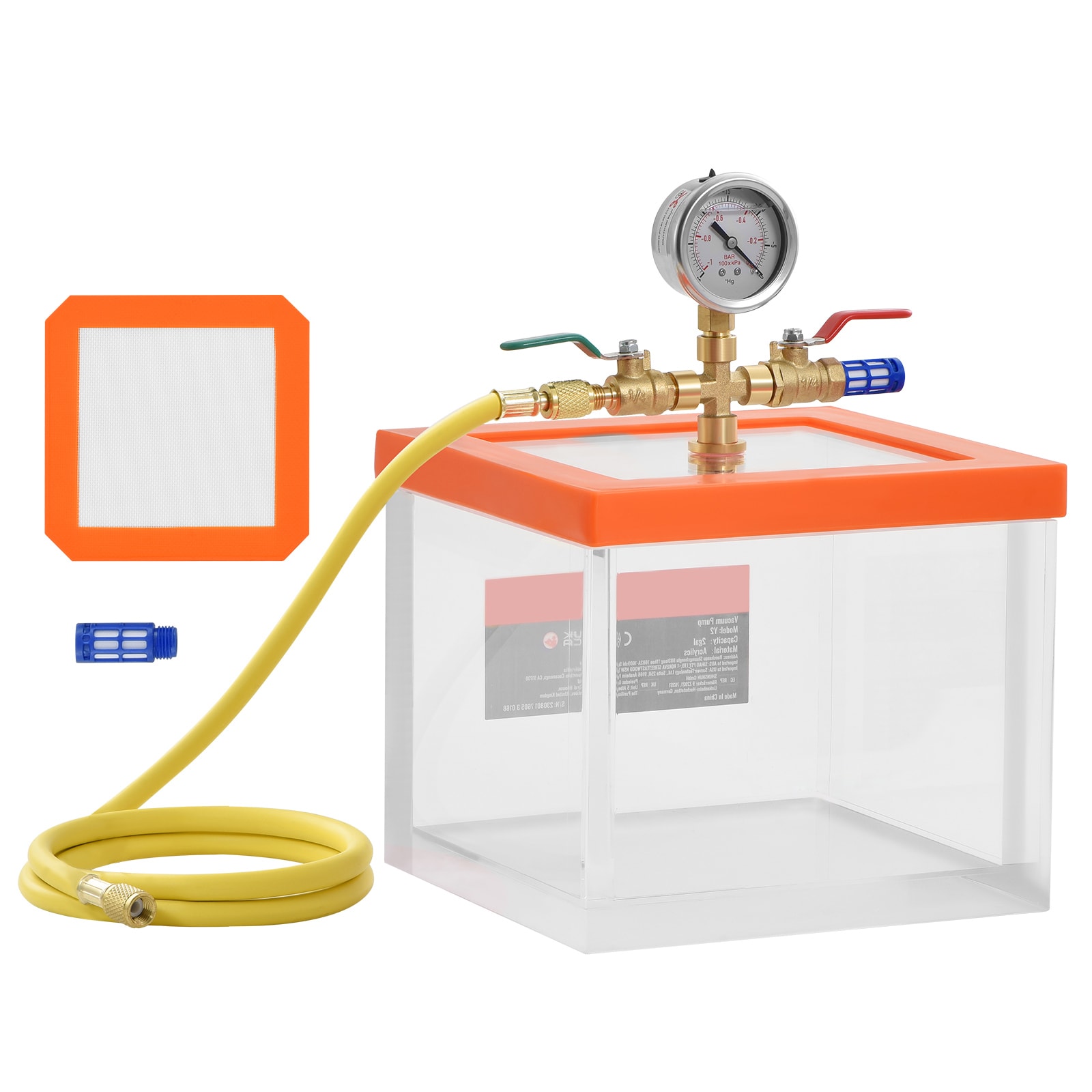 GIVIMO 2-gal Acrylic Vacuum Chamber - Transparent Degassing Chamber for Resin - Silica Gel - Gypsum - Vacuum Extraction