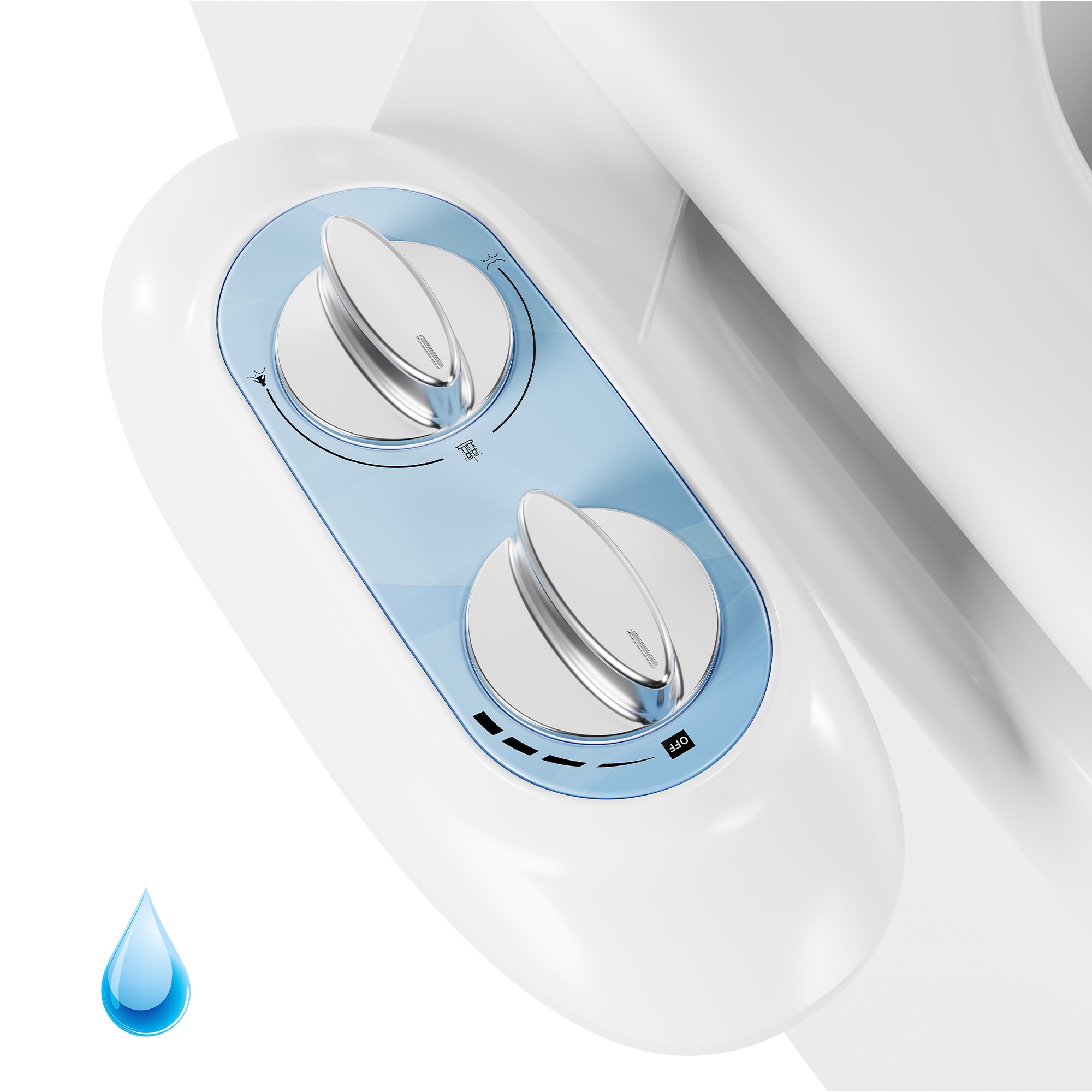 Garvee - Blue Ultra-Slim Non-Electric Bidet Attachment - Dual Nozzle for Posterior / Feminine Was...