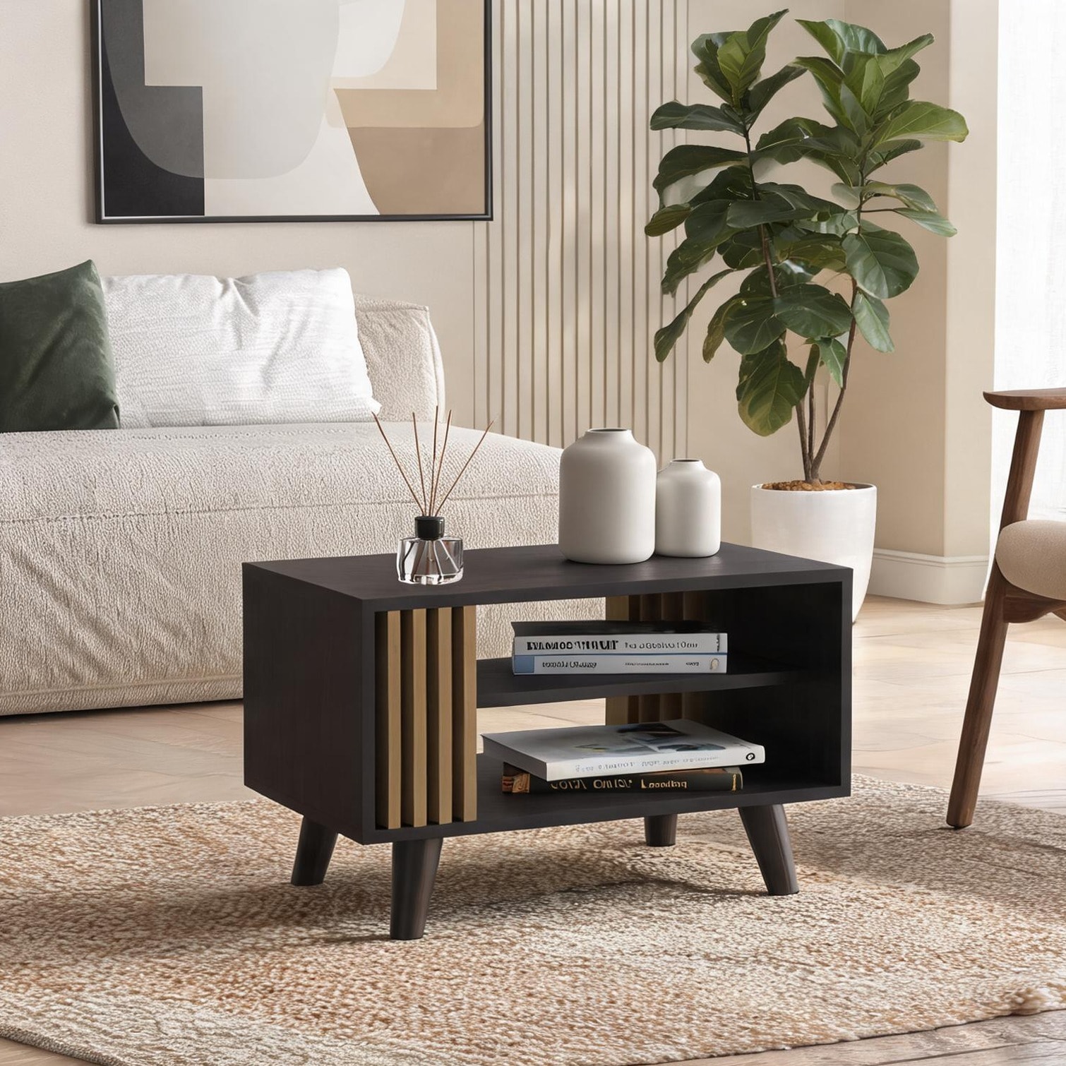 Naturefalls Multi-Color Two-Tone Coffee Table with Open Shelf ...