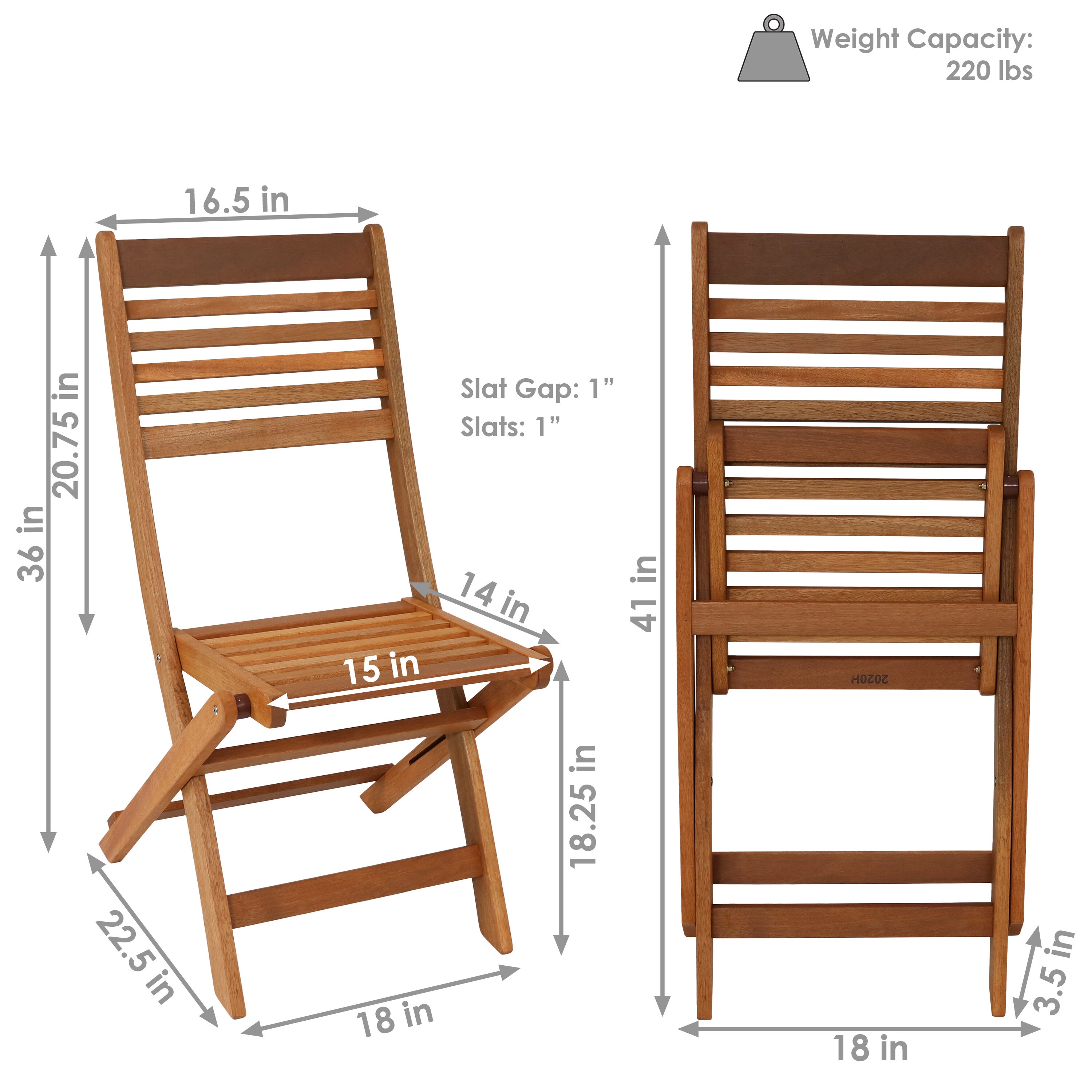 Sunnydaze Decor 2 Brown Wood Frame Stationary Dining Chair with Slat ...