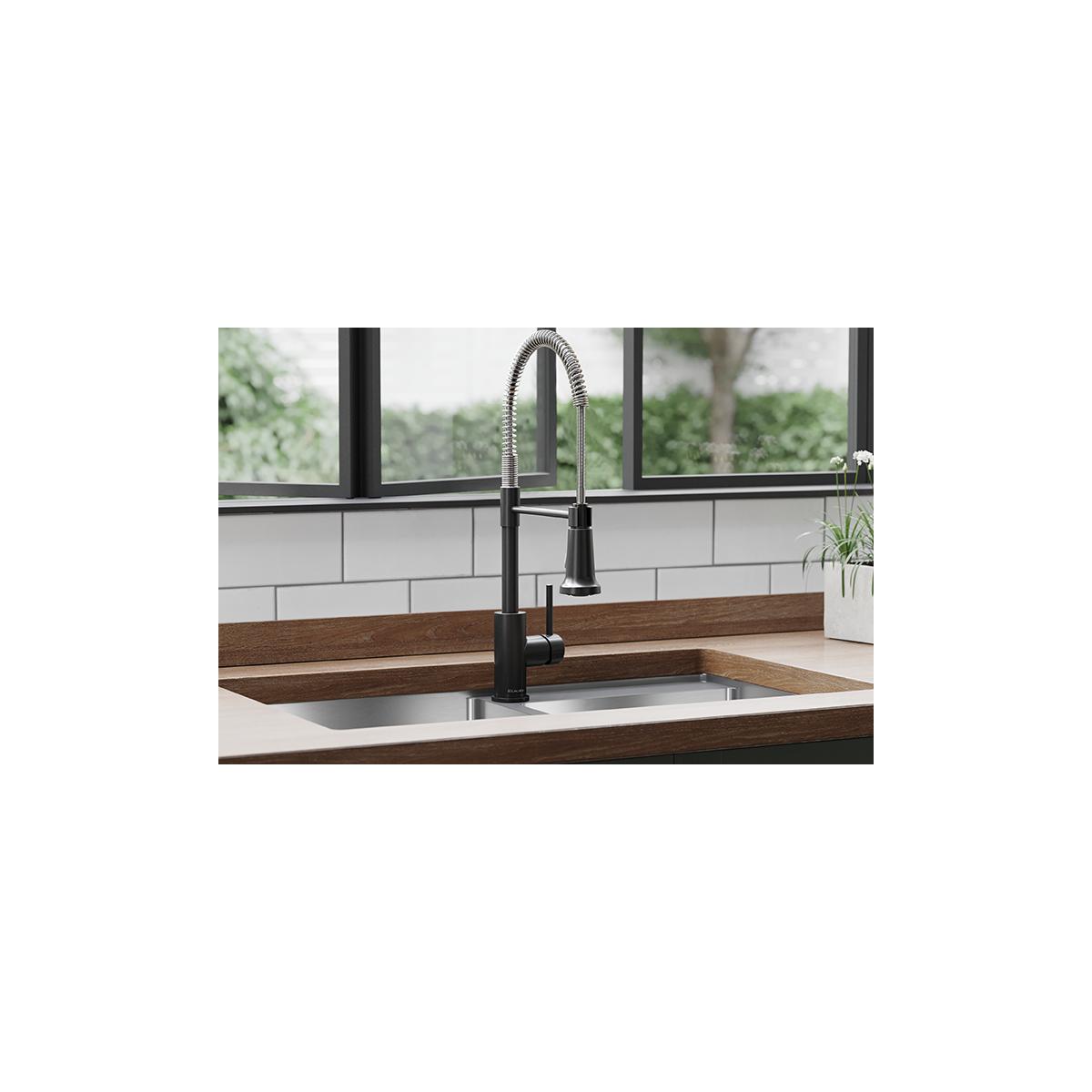Elkay LKAV2061BKCR Avado Black Stainless and Chrome Single Handle Deck-mount Pre-rinse Kitchen Faucet with Sprayer