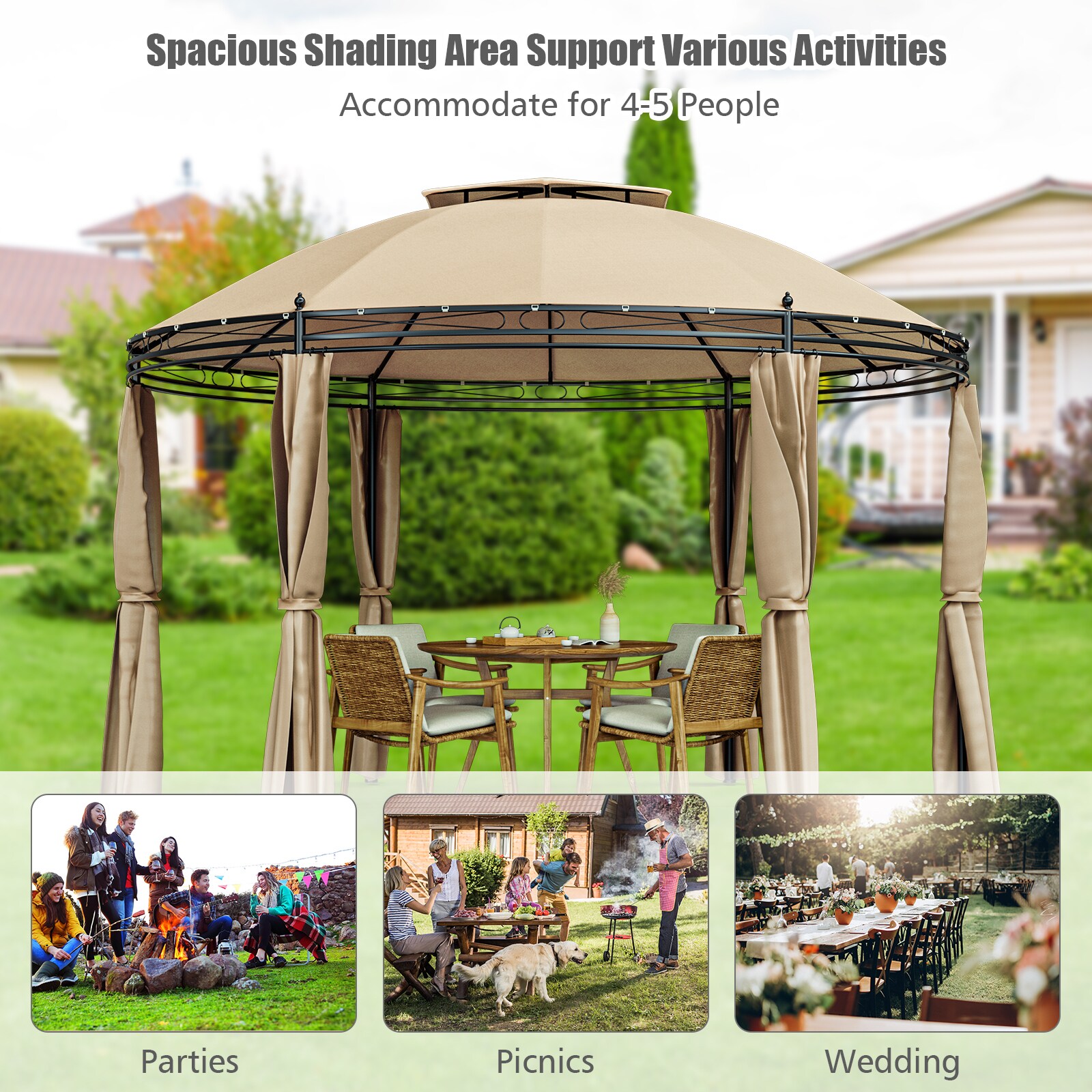Forclover HYFC-0384BN Wood-Resin-Gazebos - View #8