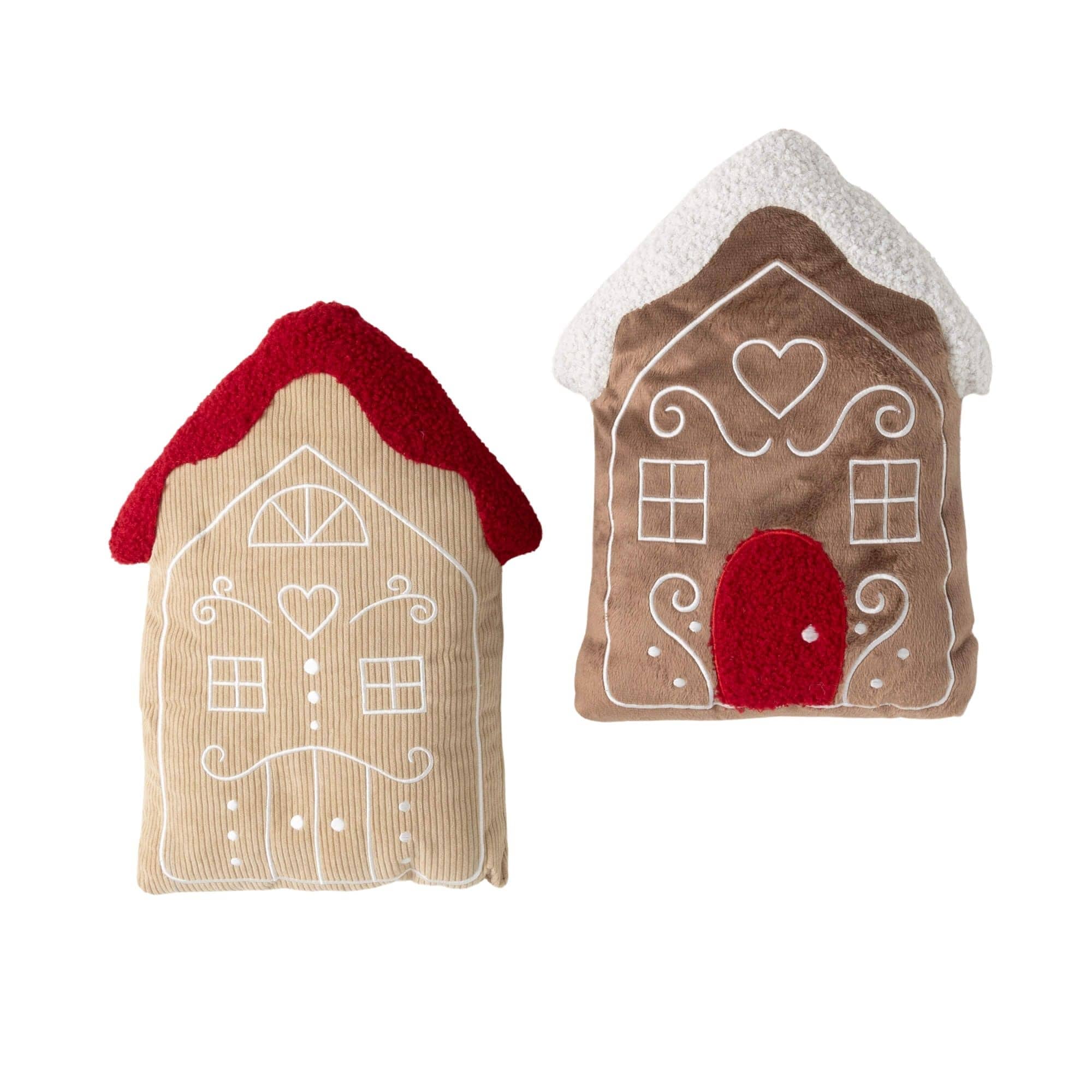 14" Gingerbread House Christmas Throw Pillows Set of 2, Multicolor