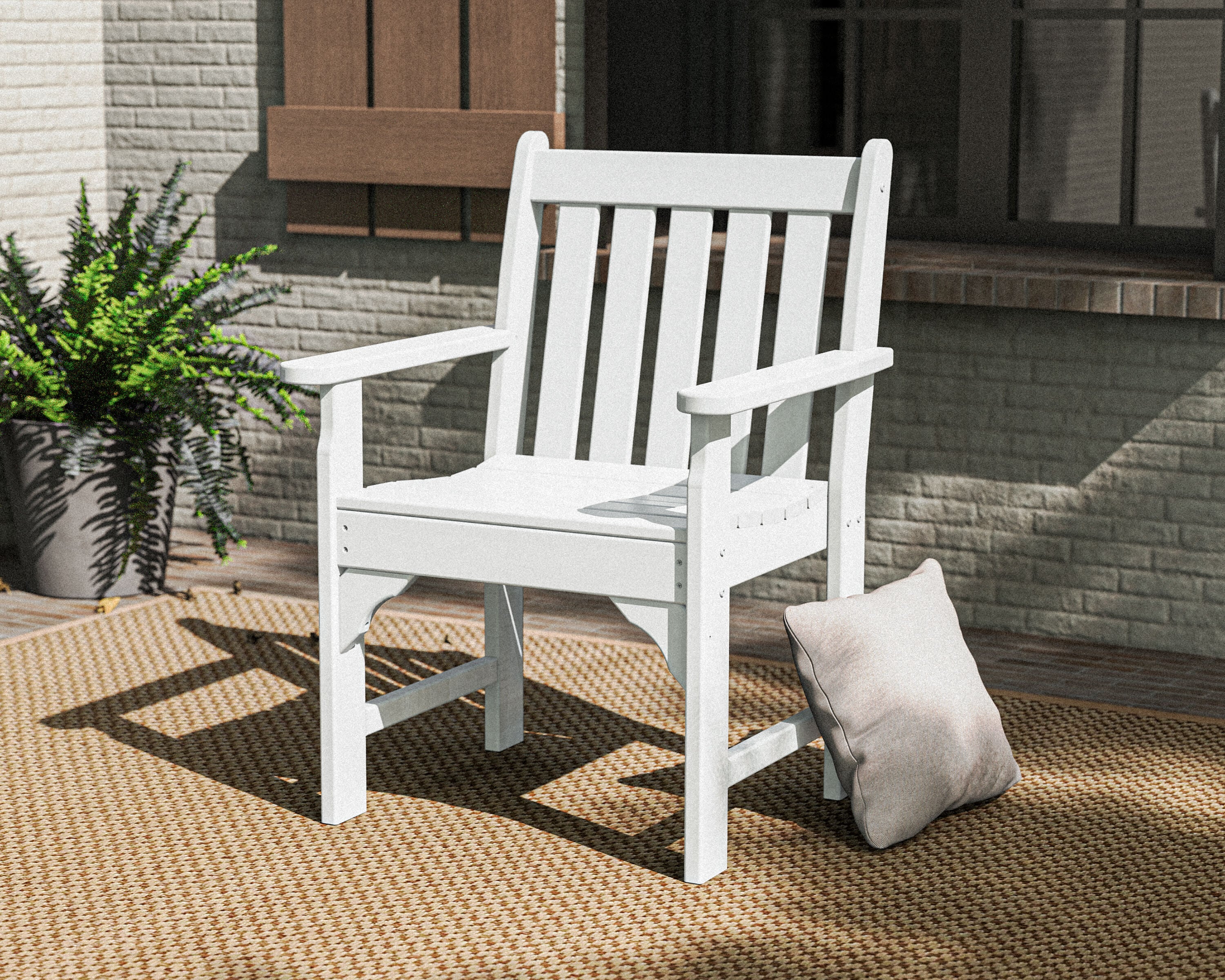 POLYWOOD GNB24WH Vineyard White HDPE Frame Stationary Dining Chair with Slat Seat