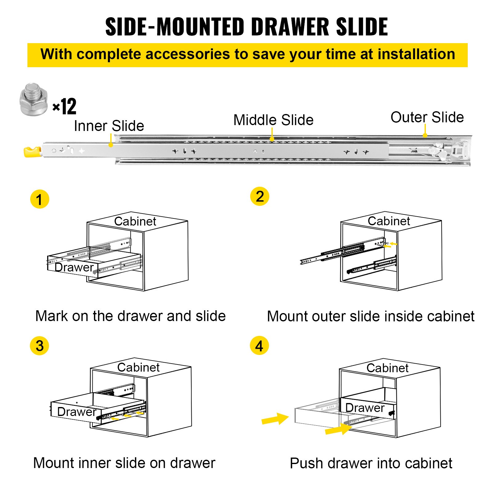 VEVOR CTDG250B30YCWS001V0 Drawer-Slides - View #7