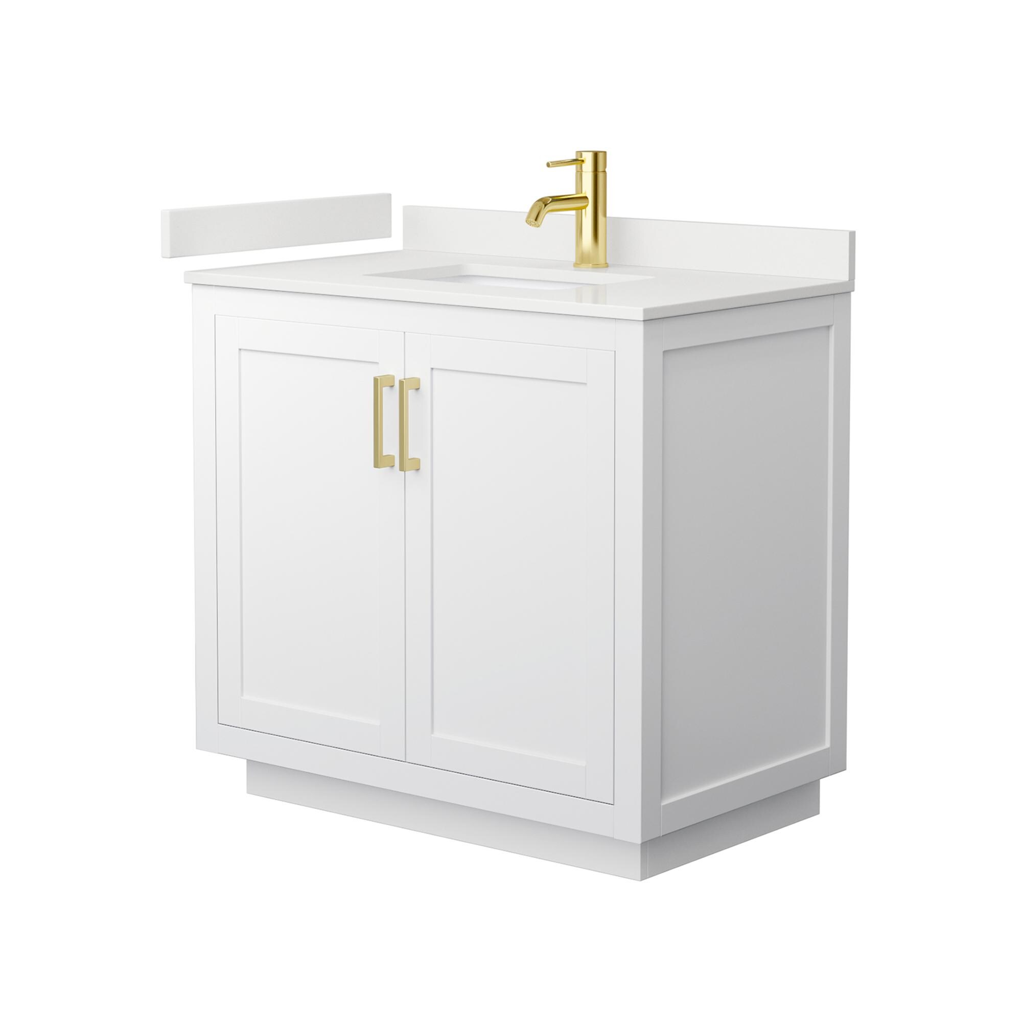 Miranda 36" White Freestanding Single Sink Bathroom Vanity with Quartz Top