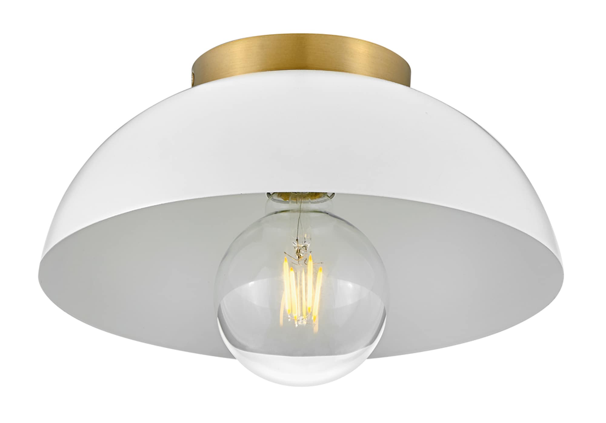 Matte White and Brass LED Globe Flush Mount