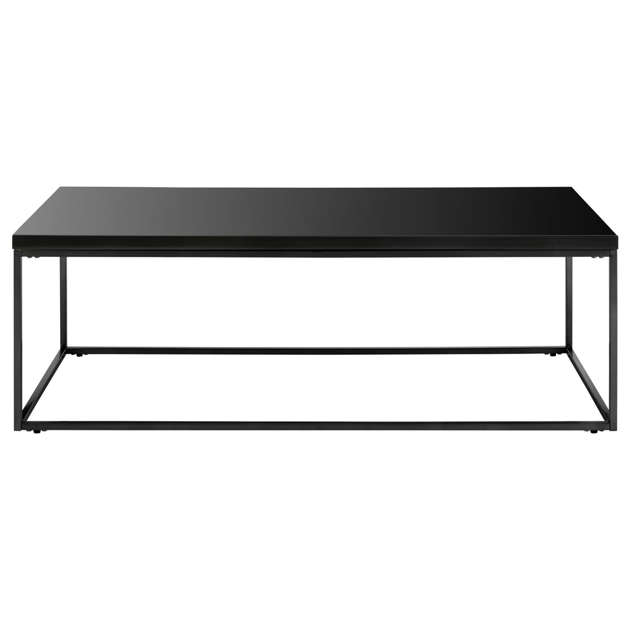 HomeRoots 14 Black Oak Veneer and Glass Coffee Table