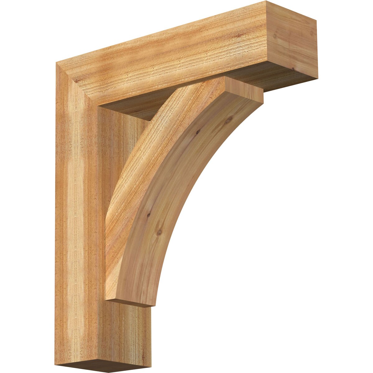 Ekena Millwork 1463883 Thorton Block Rough Sawn Bracket with Offset Brace 8-in x 28-in x 32-in Western red cedar Brown Wood Standard bracket