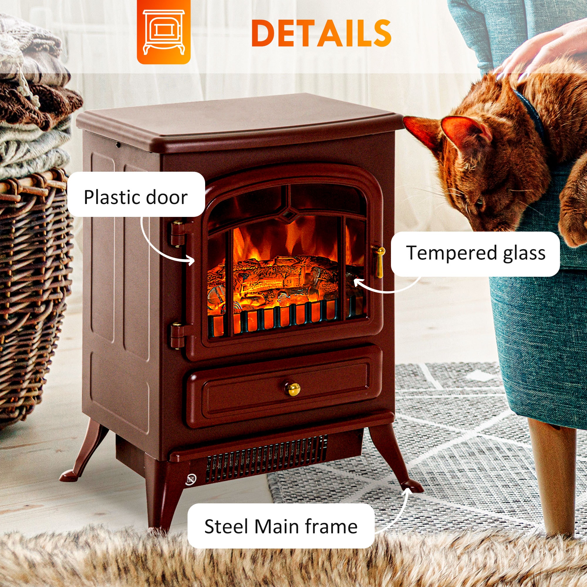 HomCom 820-037RD Electric-Fireplaces - View #5