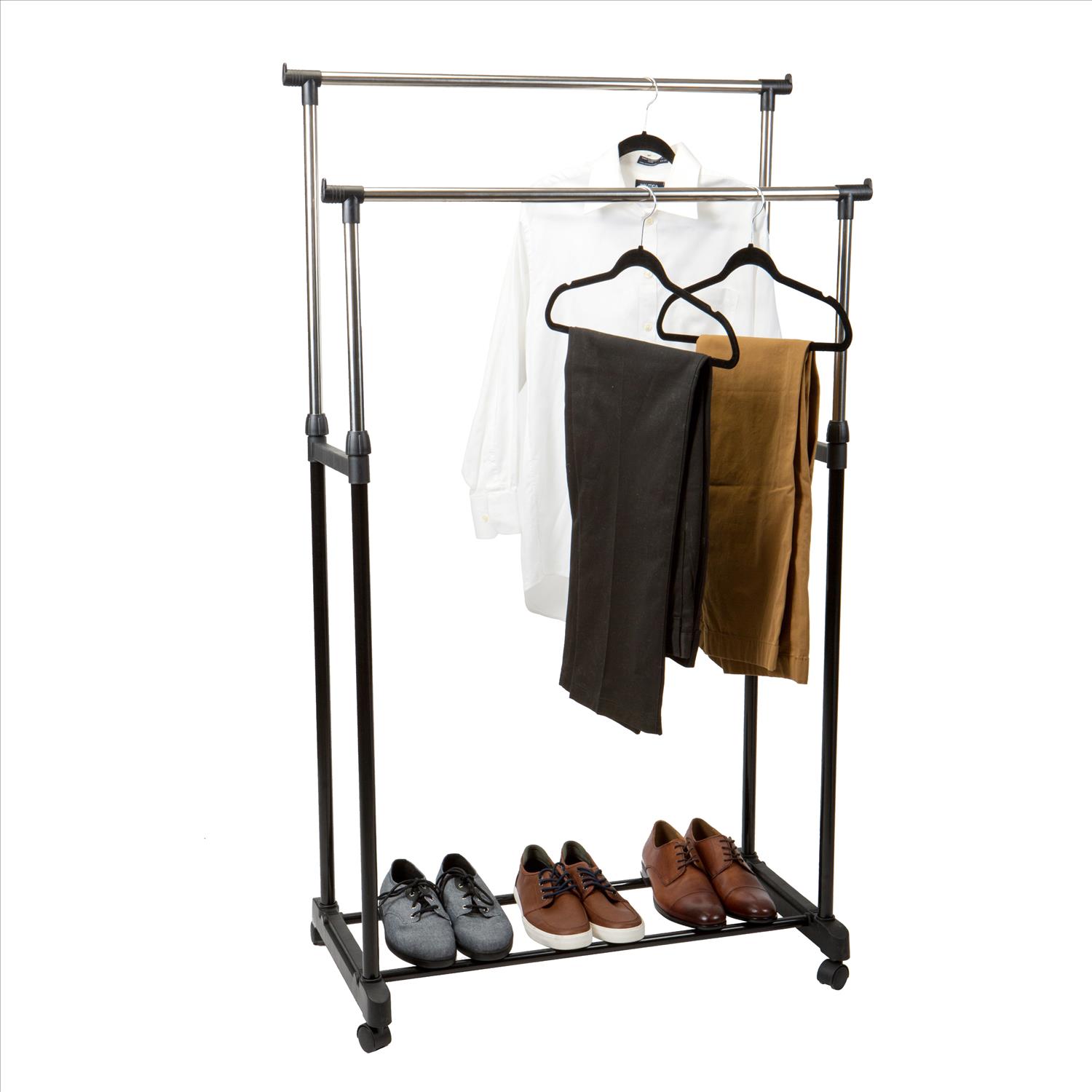 Simple Houseware Dual Bar Adjustable Garment Rack White 72-Inch Height