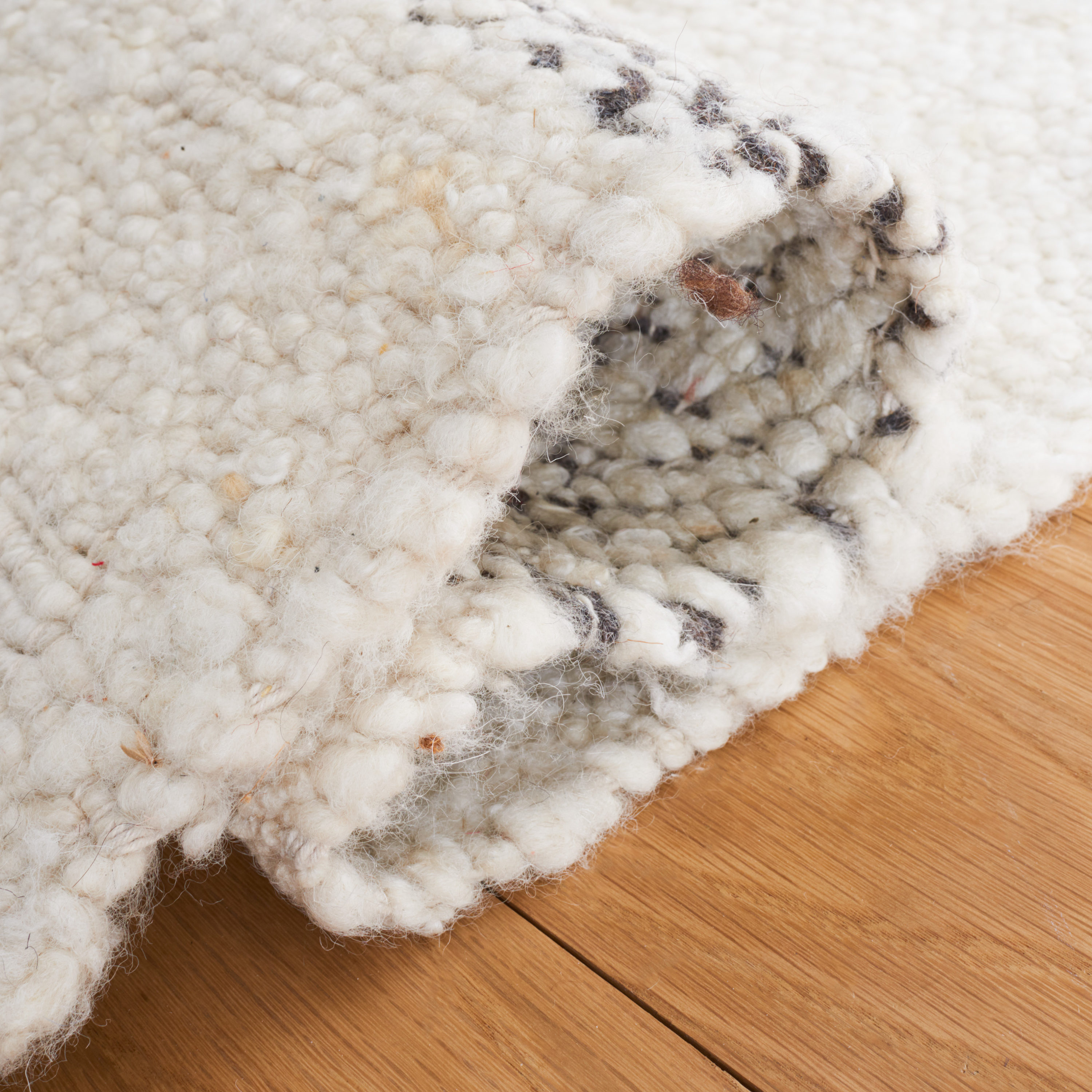Ivory Wool and Chenille Flat Woven Runner Rug