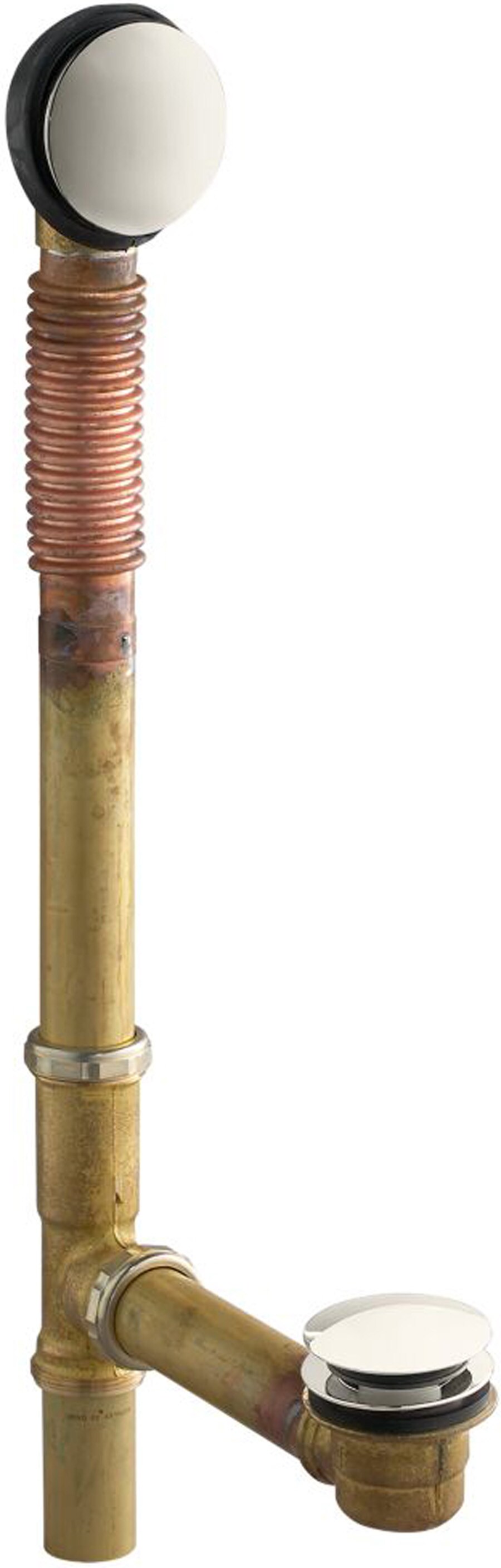KOHLER 7259-SN 1-1/2-in Vibrant Polished Nickel Clearflo Vibrant Polished Nickel Foot lock Drain with Brass Pipe Included