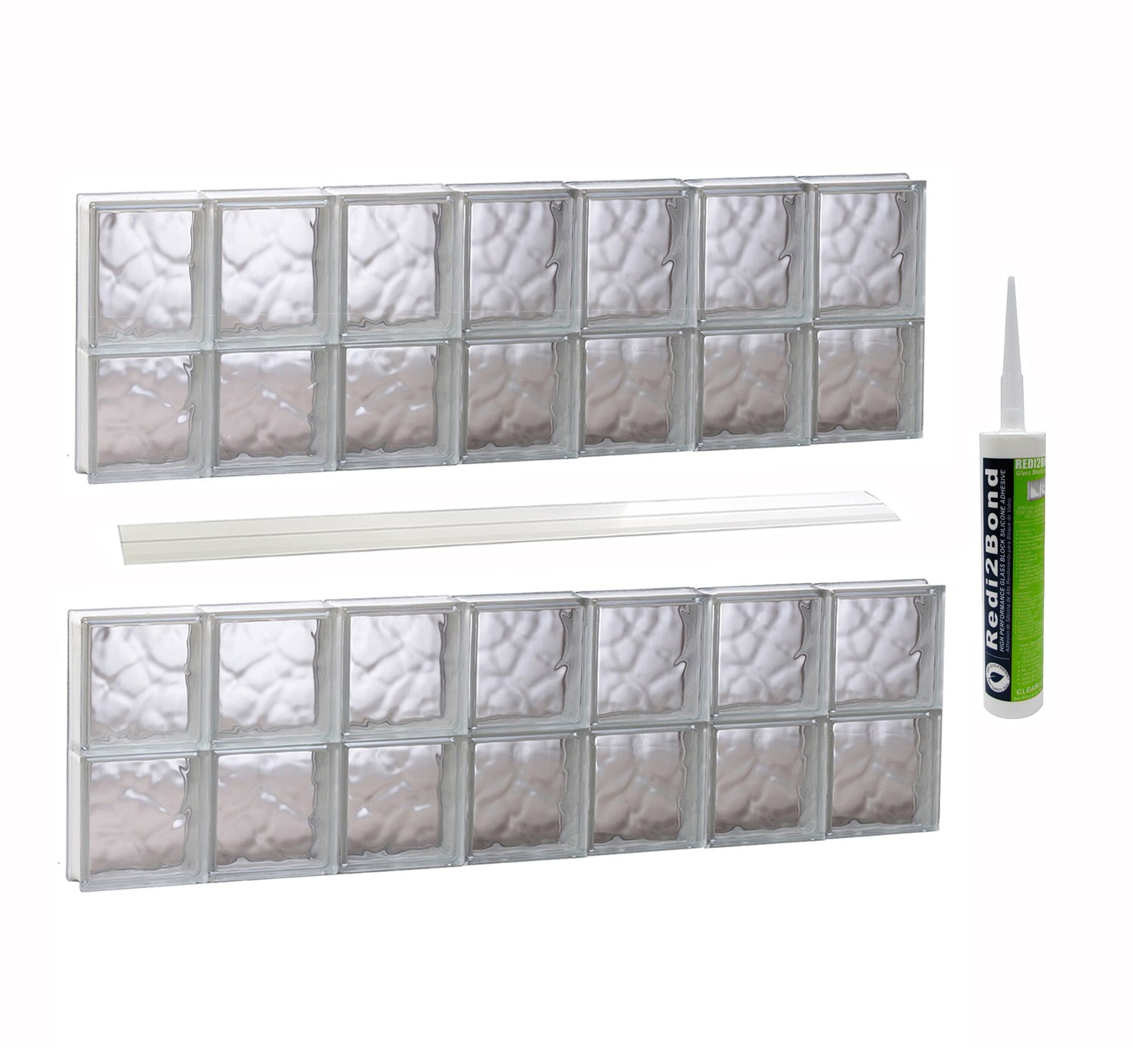 REDI2SET S4226DC Wavy Glass 40-1/4-in x 25-in Frameless Replacement Glass Block Window