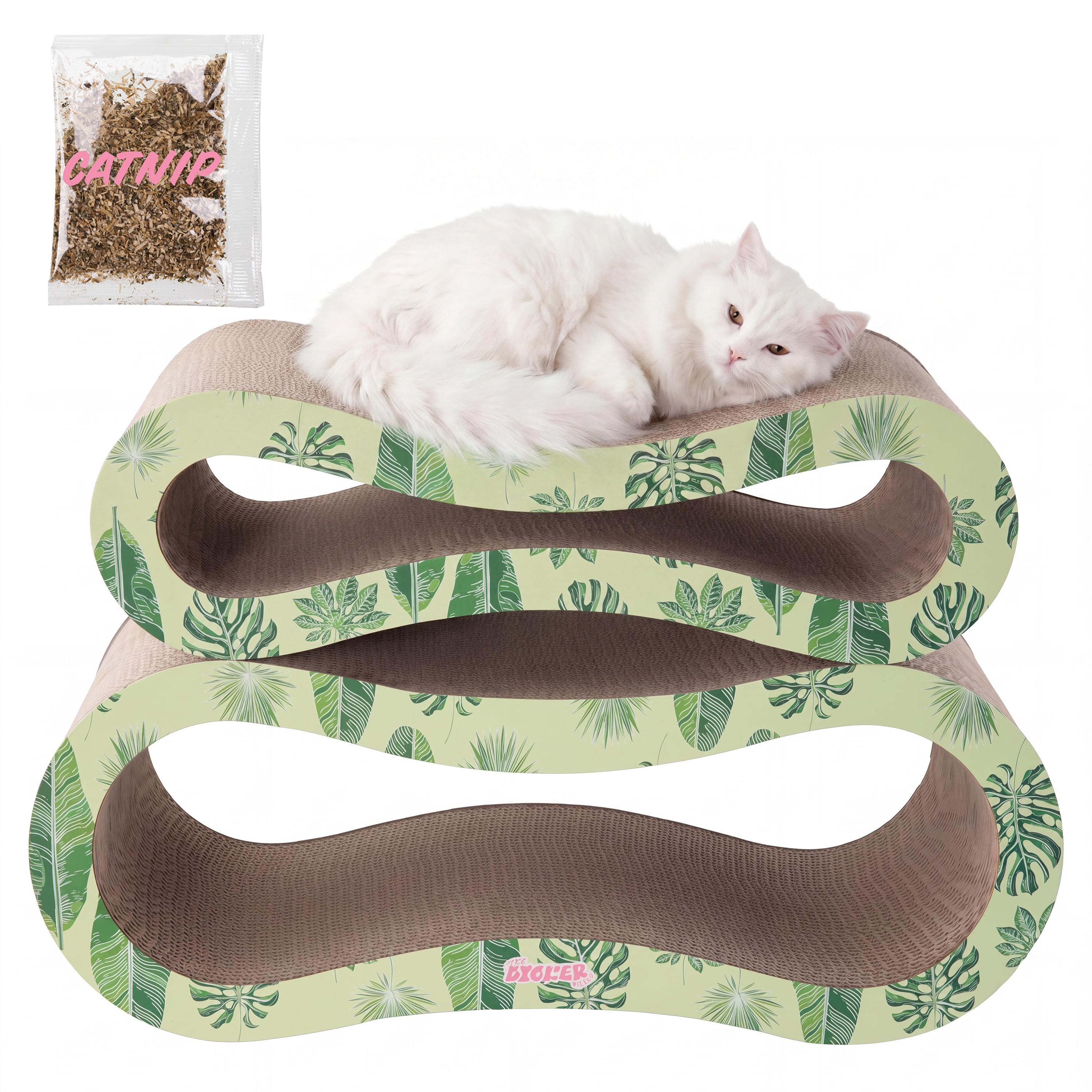 The Licker Store - Suvi 26-in. Modern Cardboard Infinity 2-in-1 Lounge Bed Cat Scratcher with Cat...