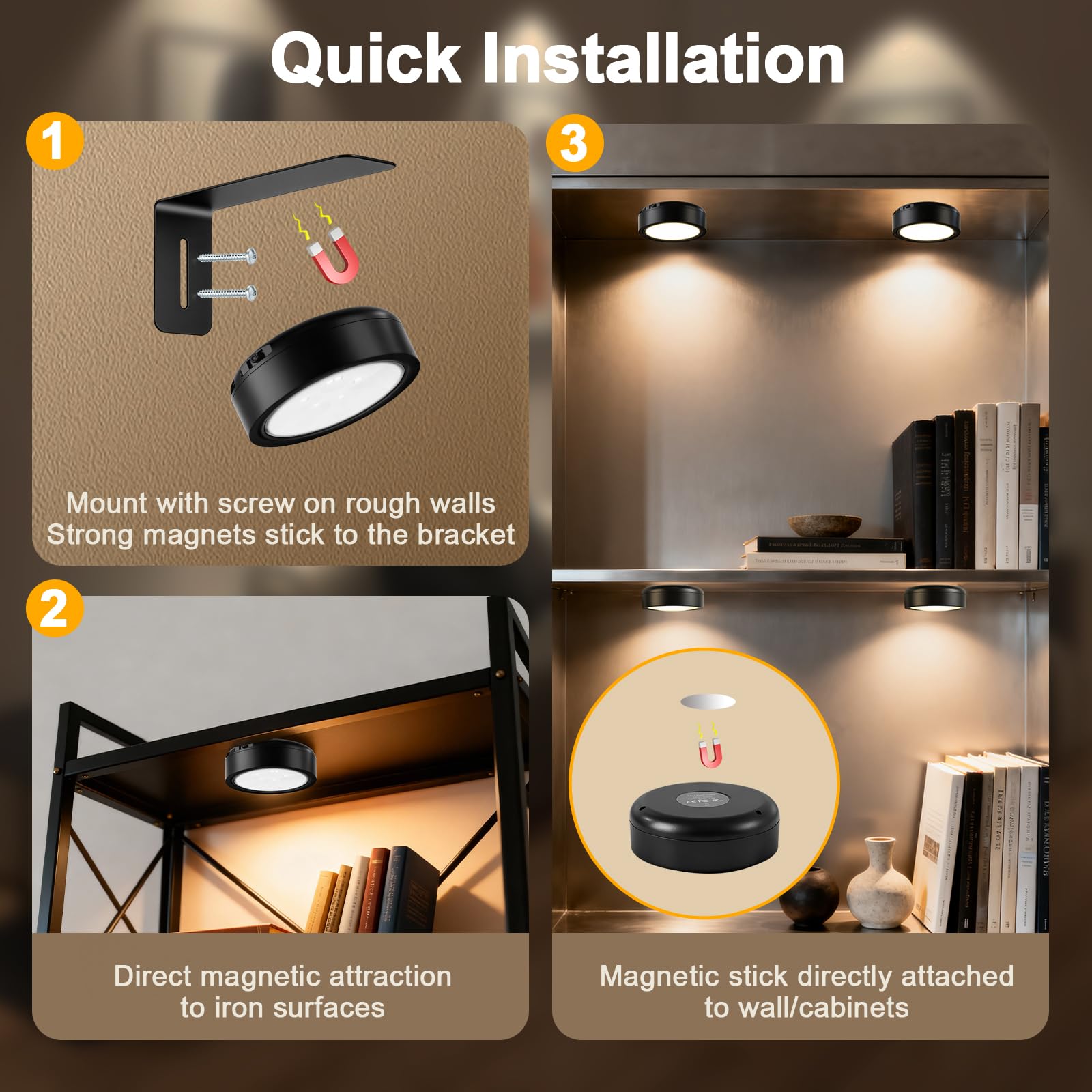 CYIKE power cell Powered Magnetic Picture Lights with Three Lighting ...