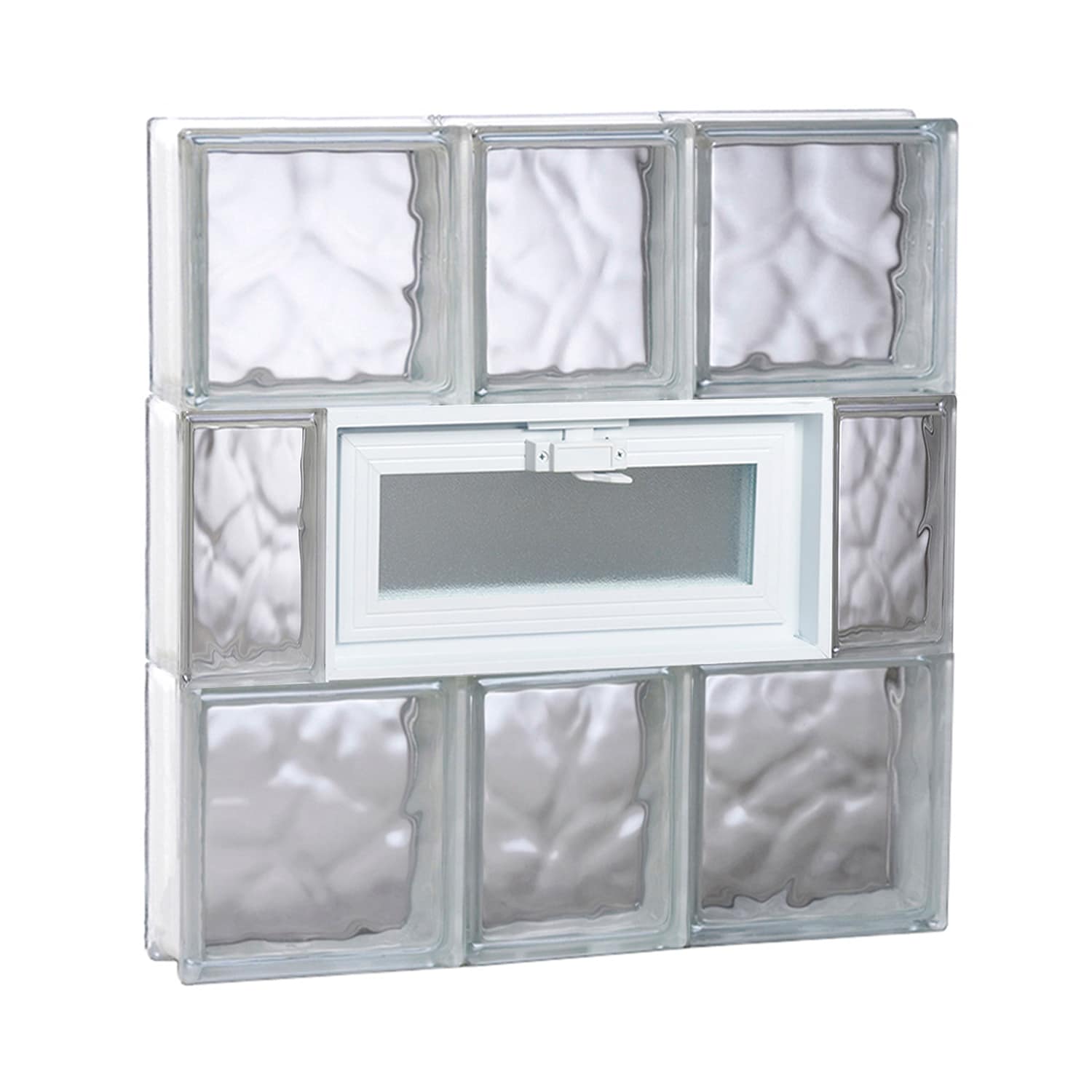 REDI2SET V2224DC Wavy Glass 21-1/4-in x 23-1/4-in Frameless Replacement Vented Glass Block Window