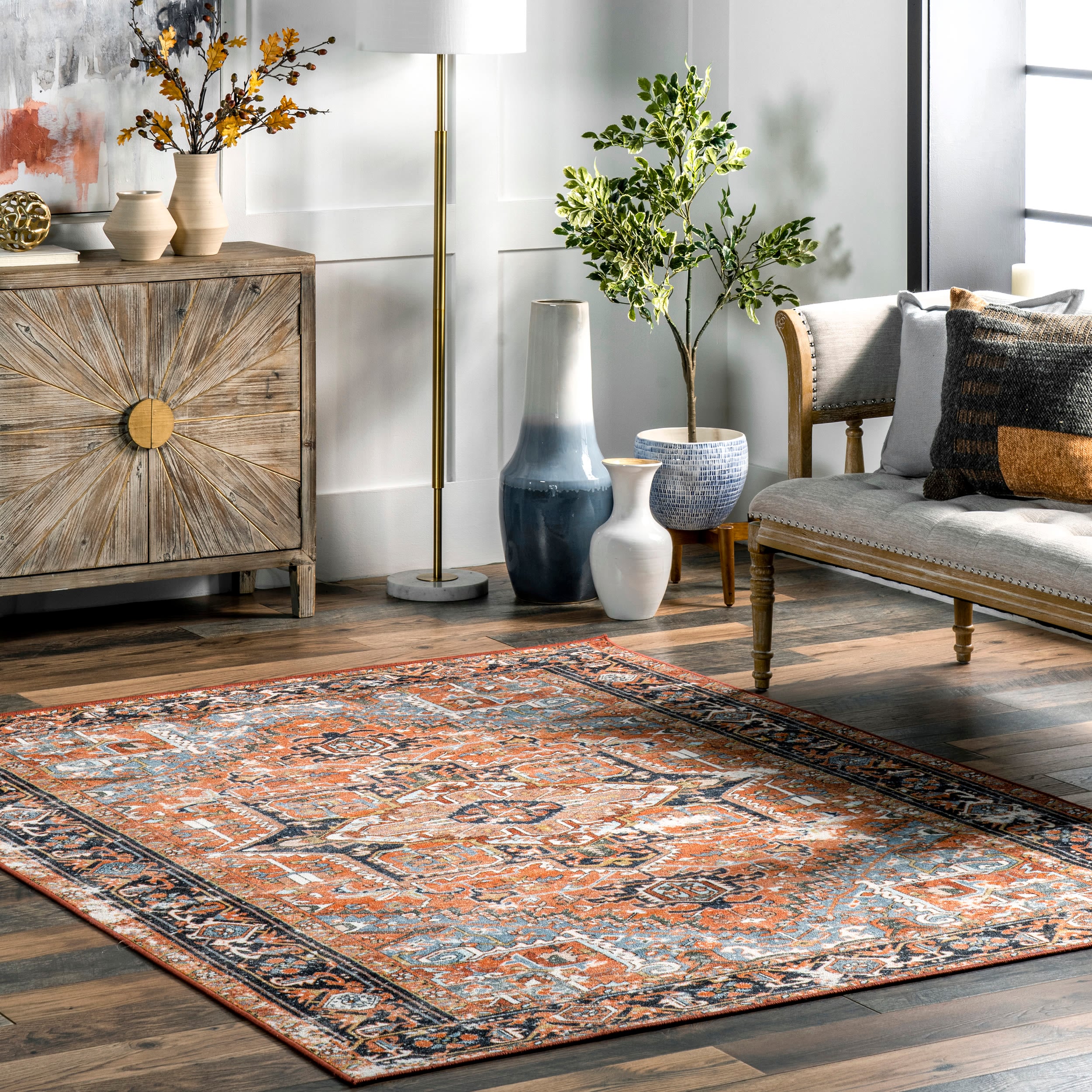 nuLOOM DISA05A-6709 Sultanabad 6 x 9 (ft) Loomed Synthetic Rust Rectangular Indoor Distressed/Overdyed Persian Area rug